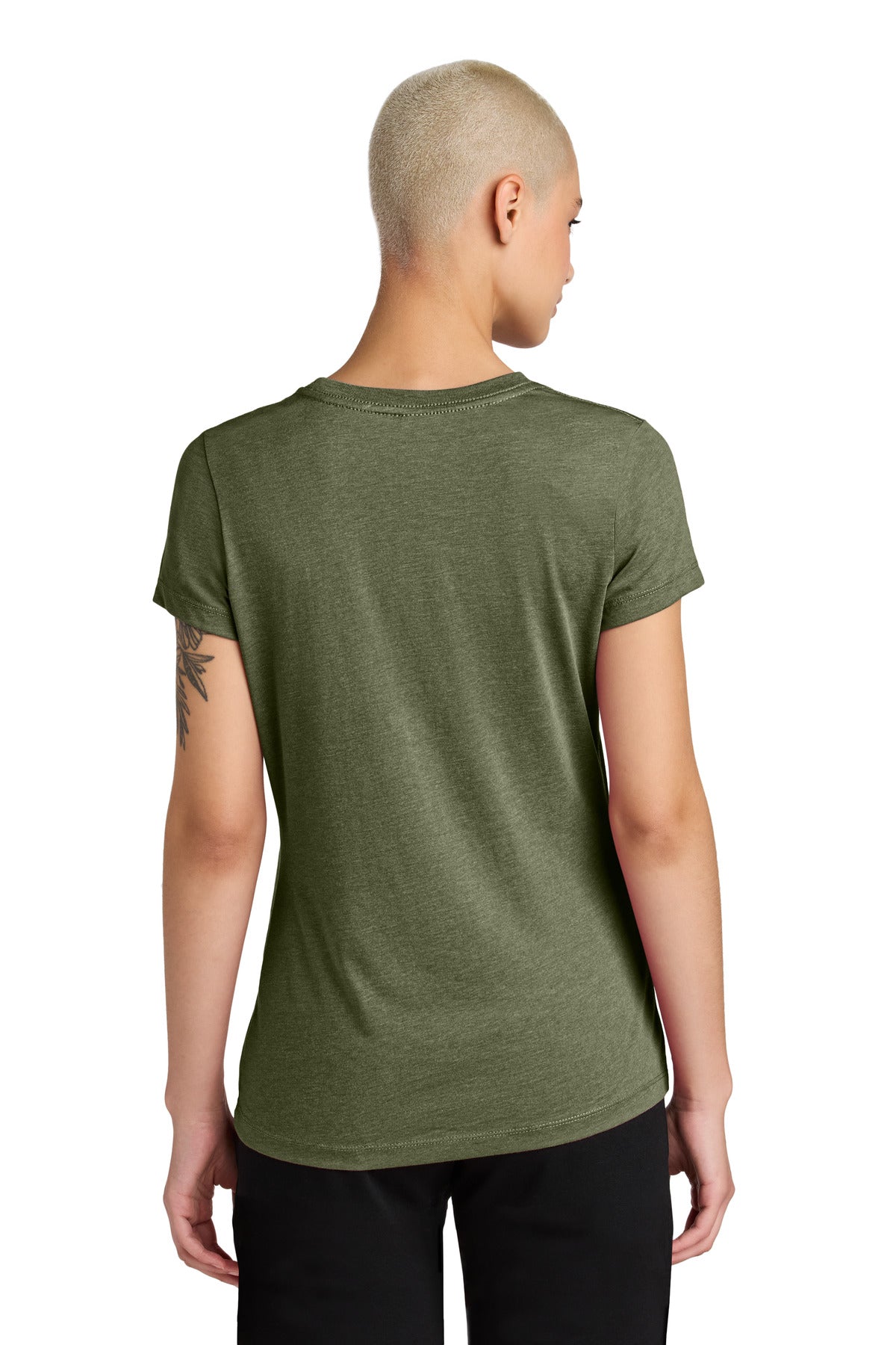 District Women's Perfect Weight CVC Tee DT188 - Military Green Heather - back