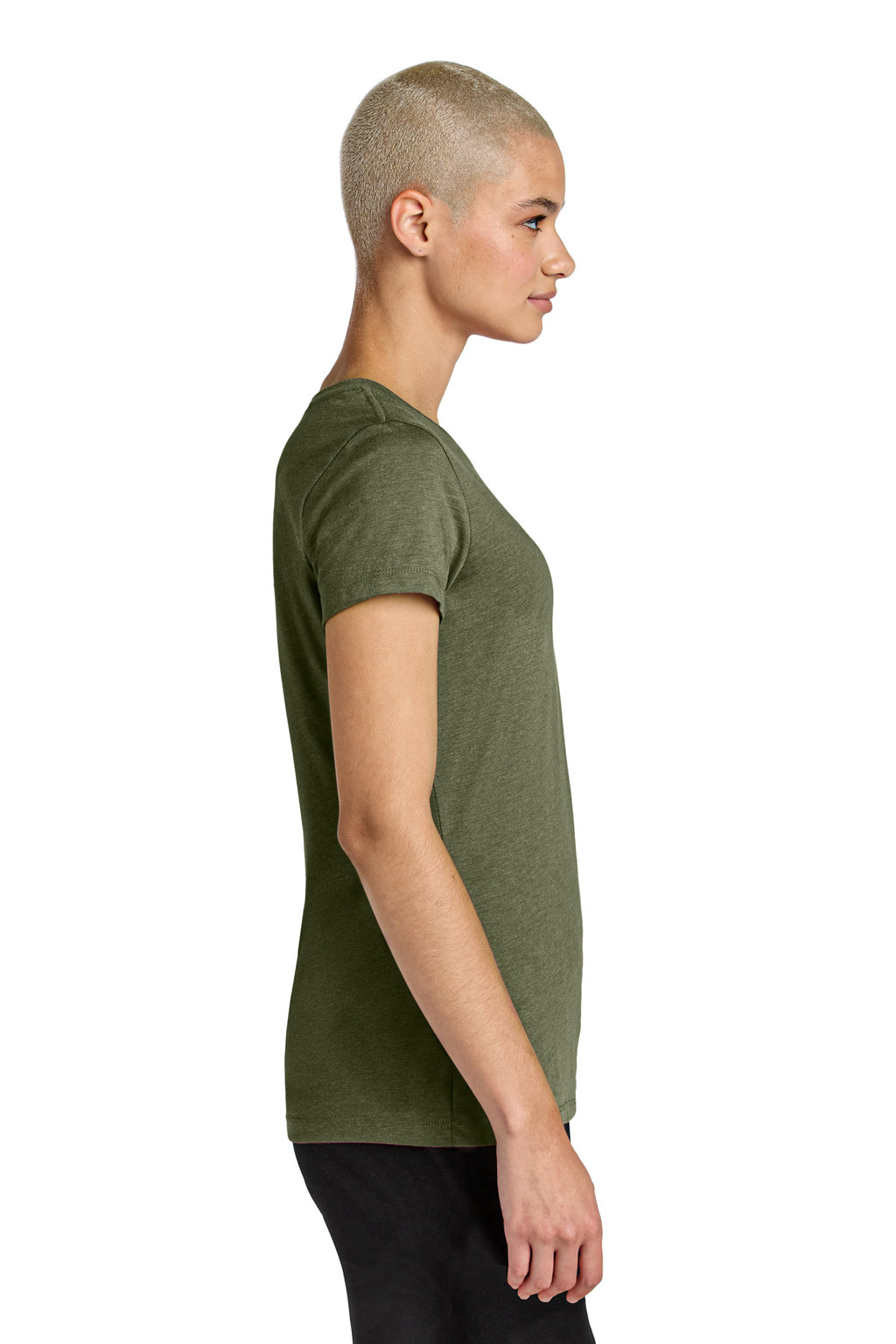 District Women's Perfect Weight CVC Tee DT188 - Military Green Heather - side