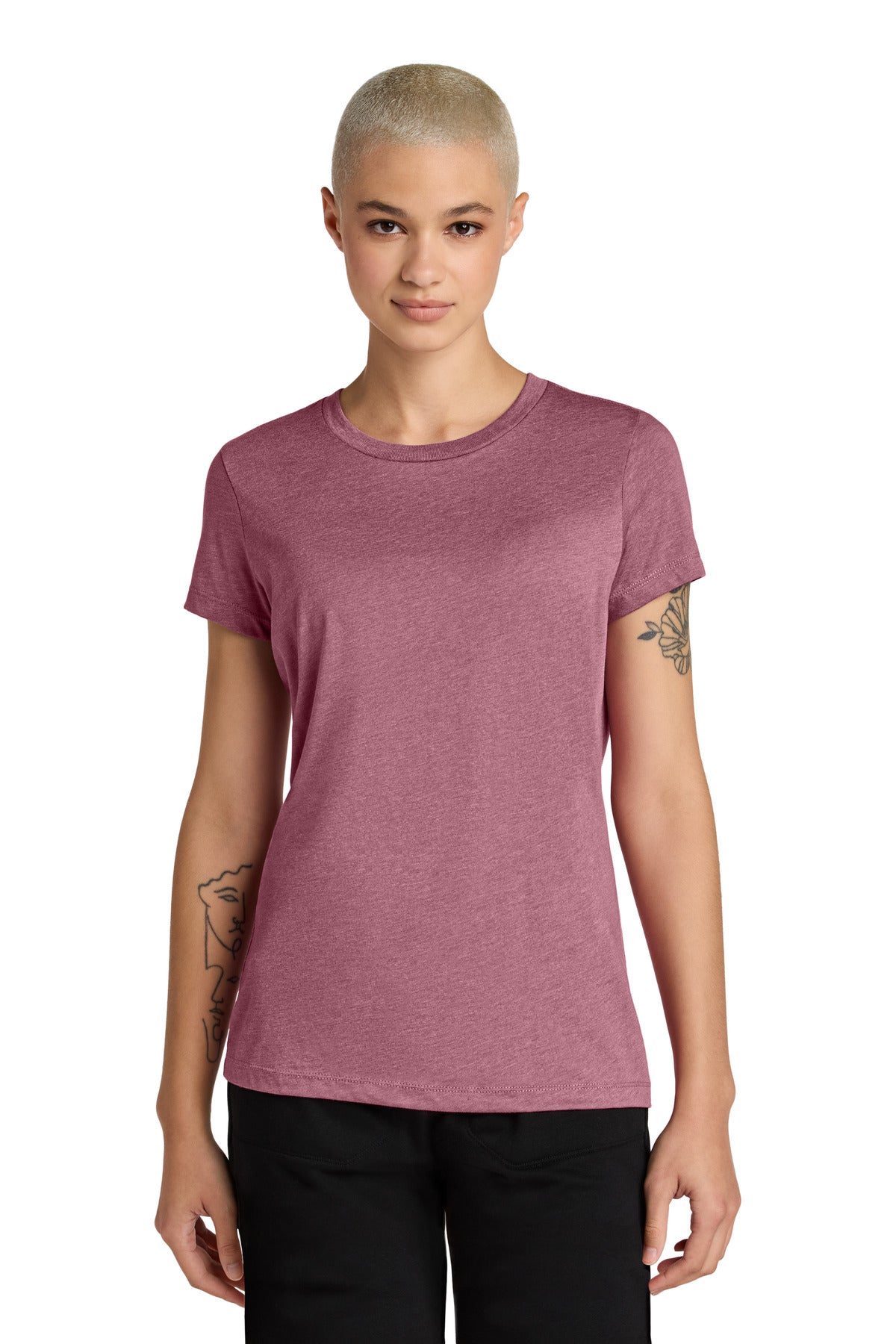 District Women's Perfect Weight CVC Tee DT188 - Orchid Haze Heather - front