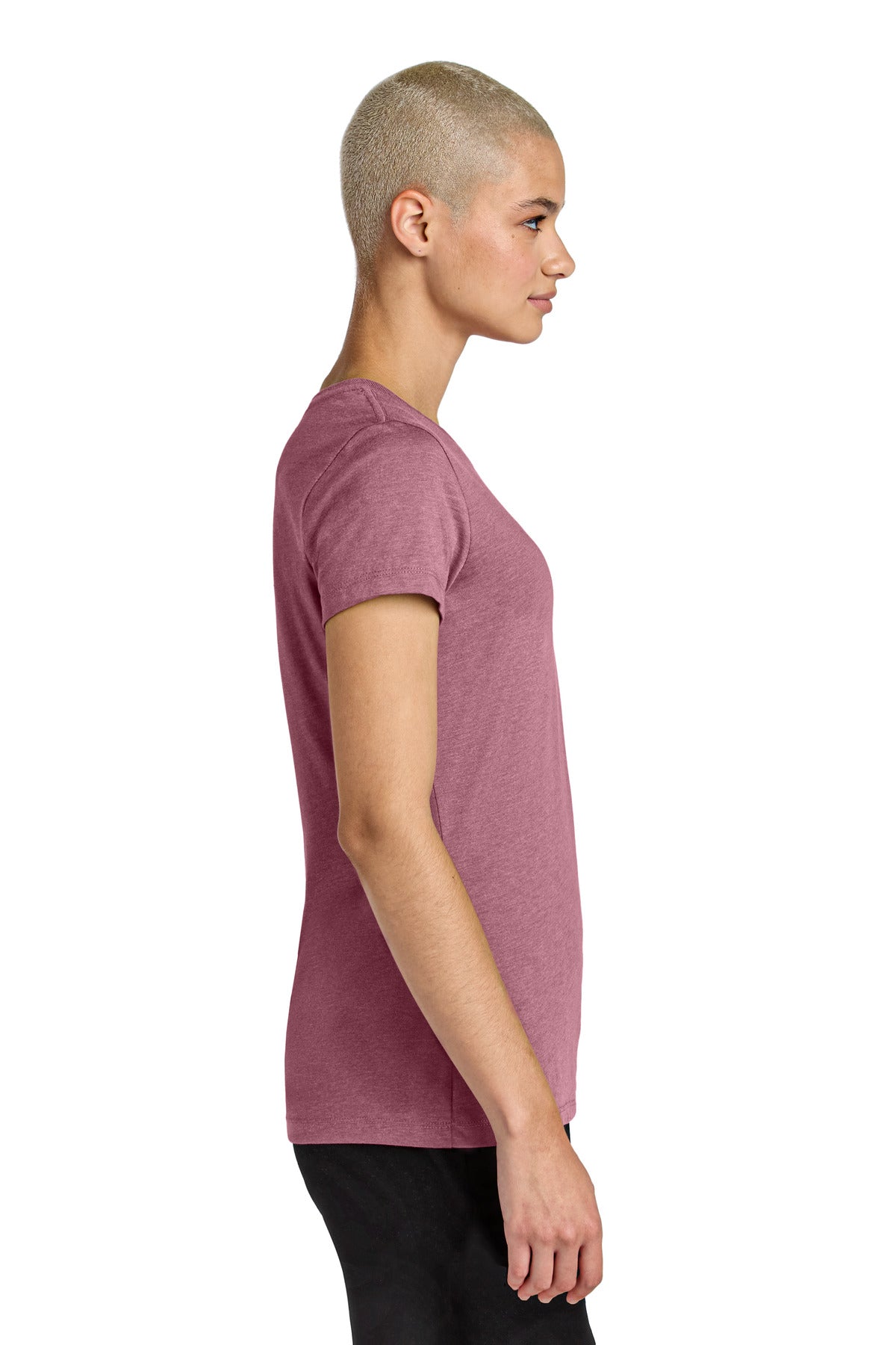 District Women's Perfect Weight CVC Tee DT188 - Orchid Haze Heather - side