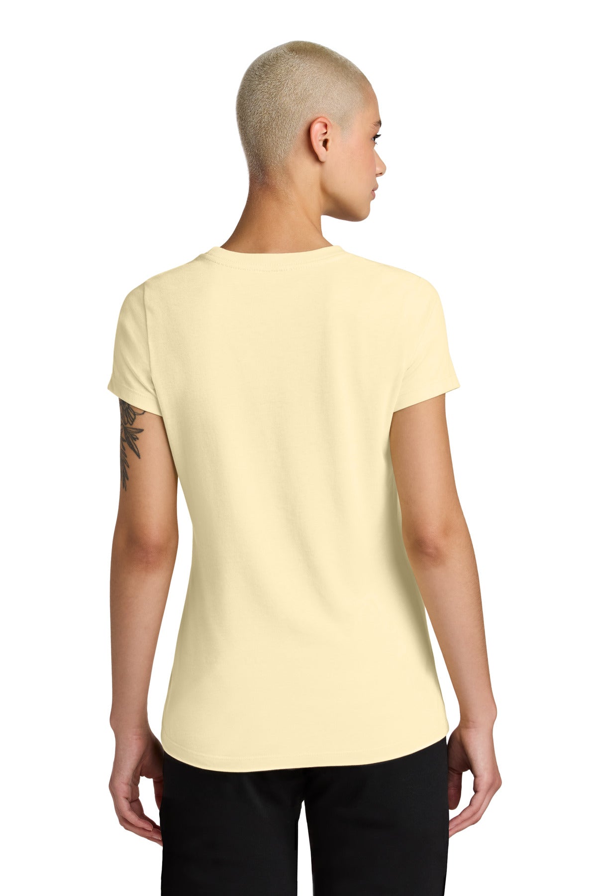 District Women's Perfect Weight CVC Tee DT188 - Soft Yellow - back