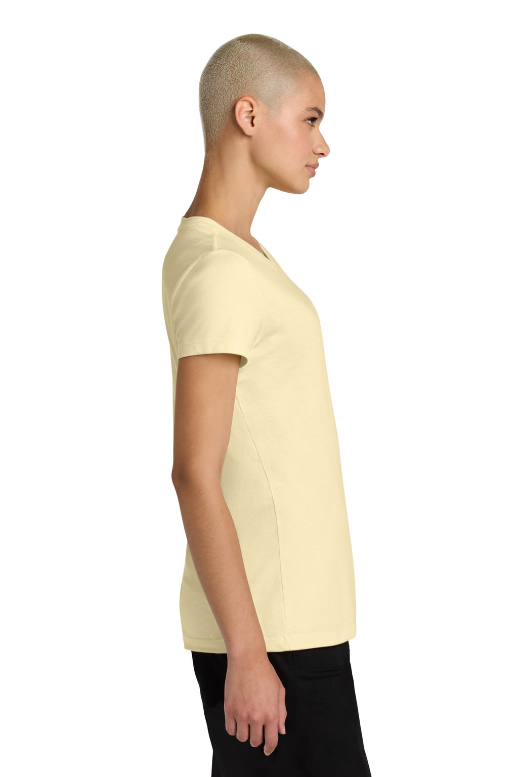 District Women's Perfect Weight CVC Tee DT188 - Soft Yellow - side
