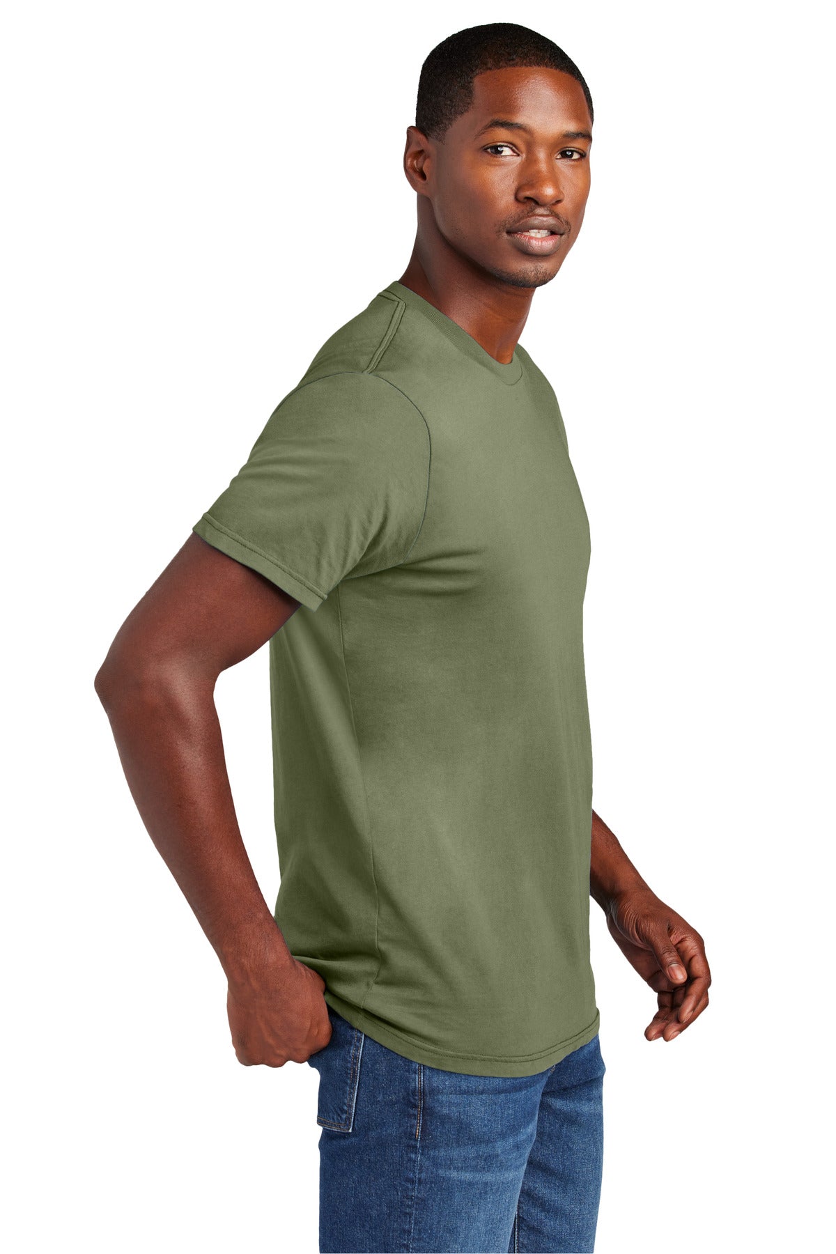 District Wash Tee DT2101 - Olive Drab Green - side