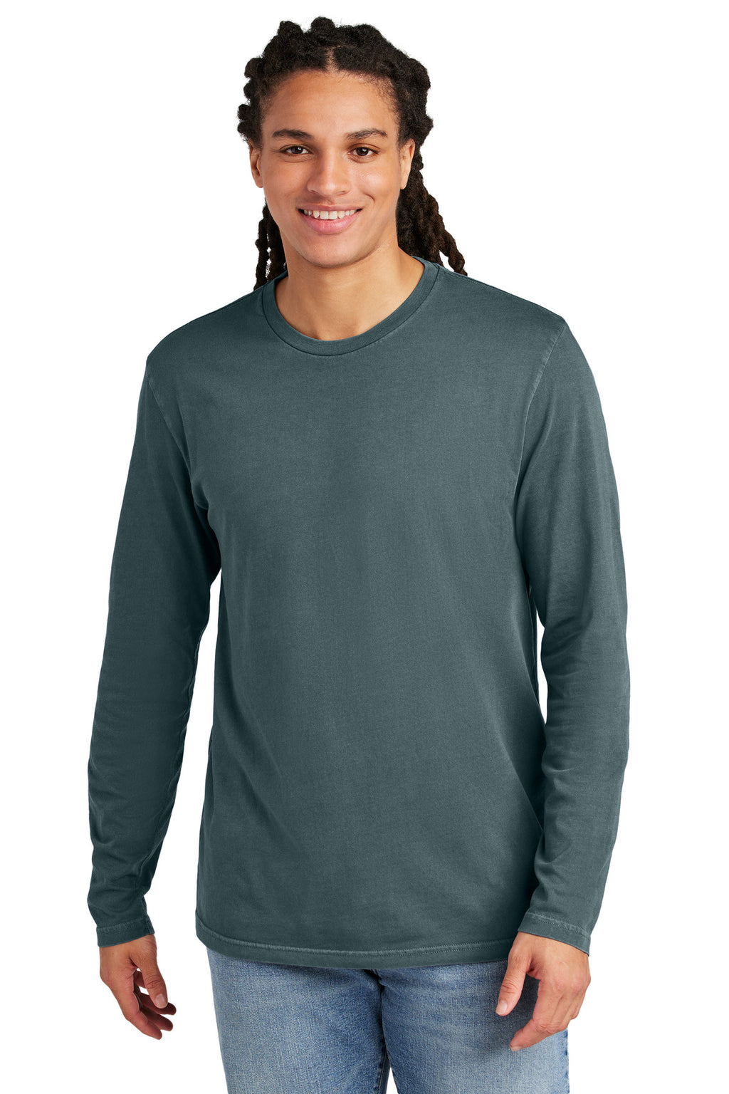 District Wash Long Sleeve Tee DT2103 - Deep Steel Blue - front