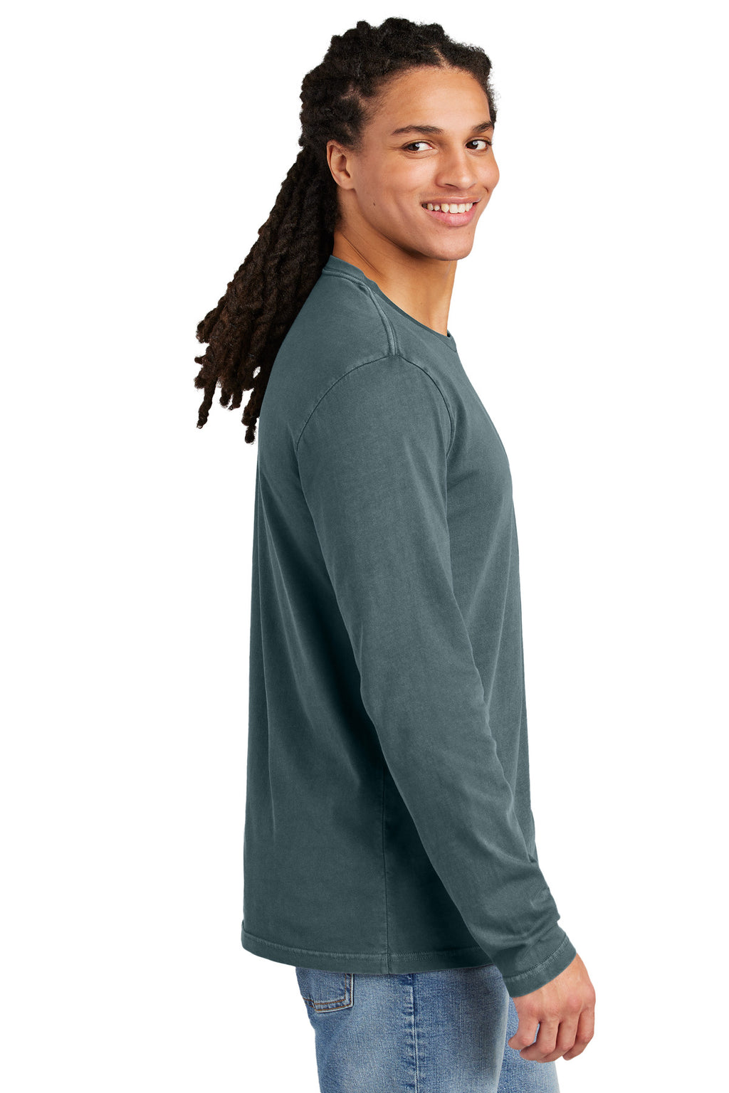 District Wash Long Sleeve Tee DT2103 - Deep Steel Blue - side
