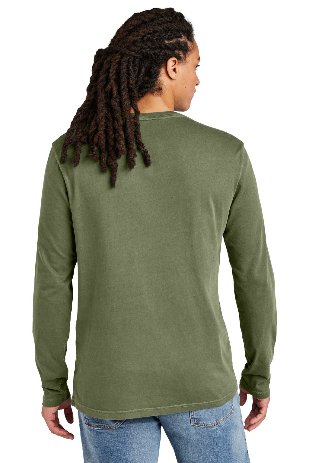 District Wash Long Sleeve Tee DT2103 - Olive Drab Green - back