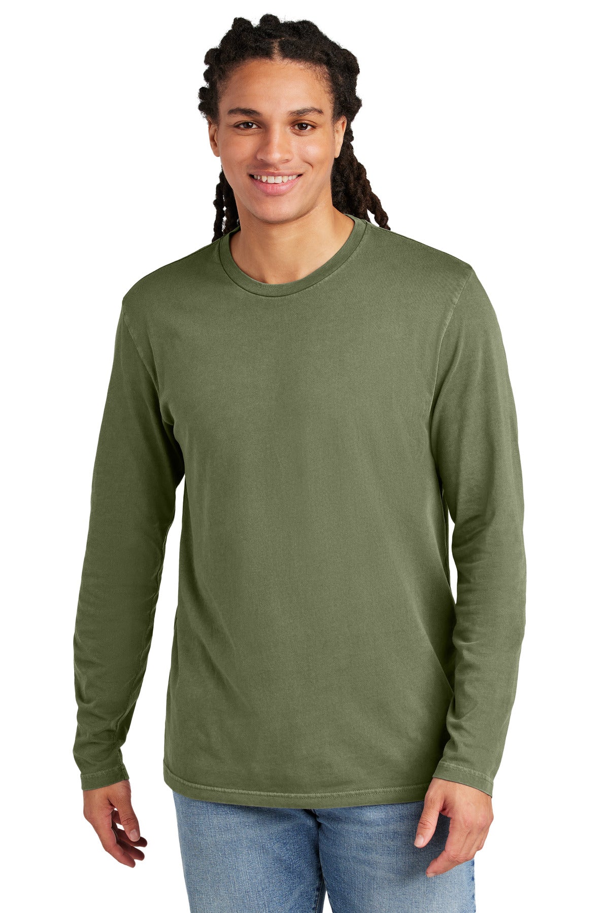 District Wash Long Sleeve Tee DT2103 - Olive Drab Green - front