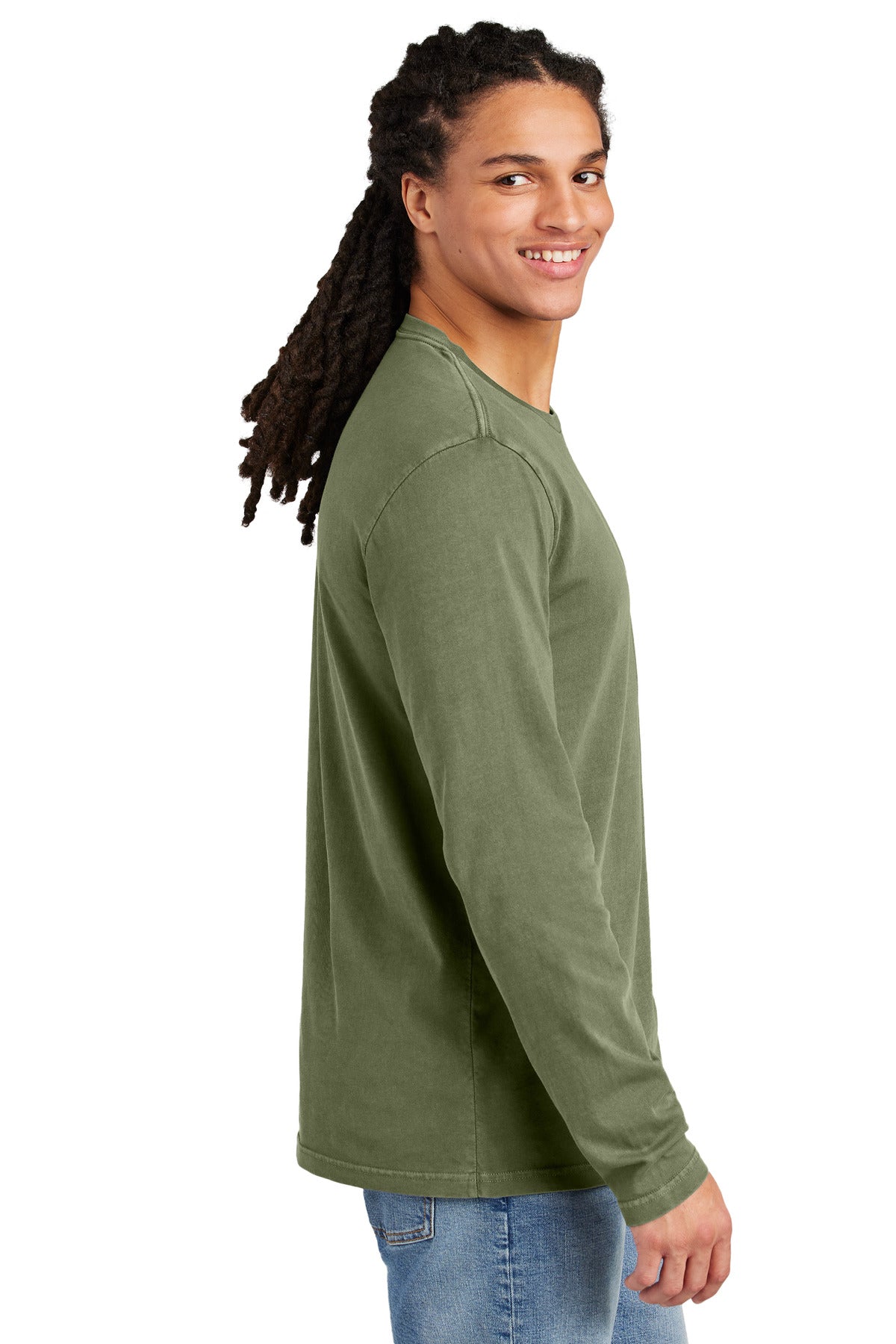 District Wash Long Sleeve Tee DT2103 - Olive Drab Green - side