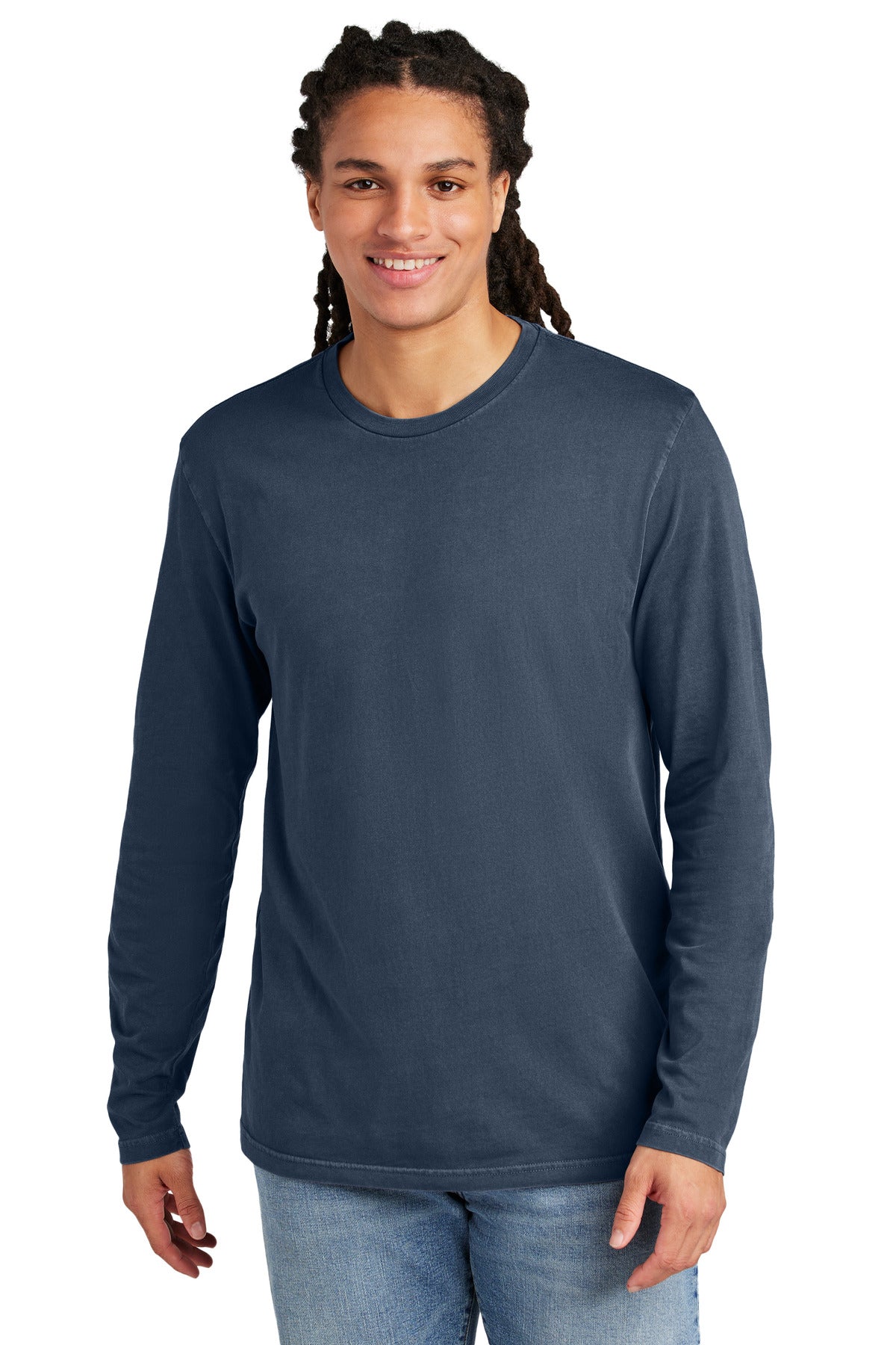 District Wash Long Sleeve Tee DT2103 - True Navy - front