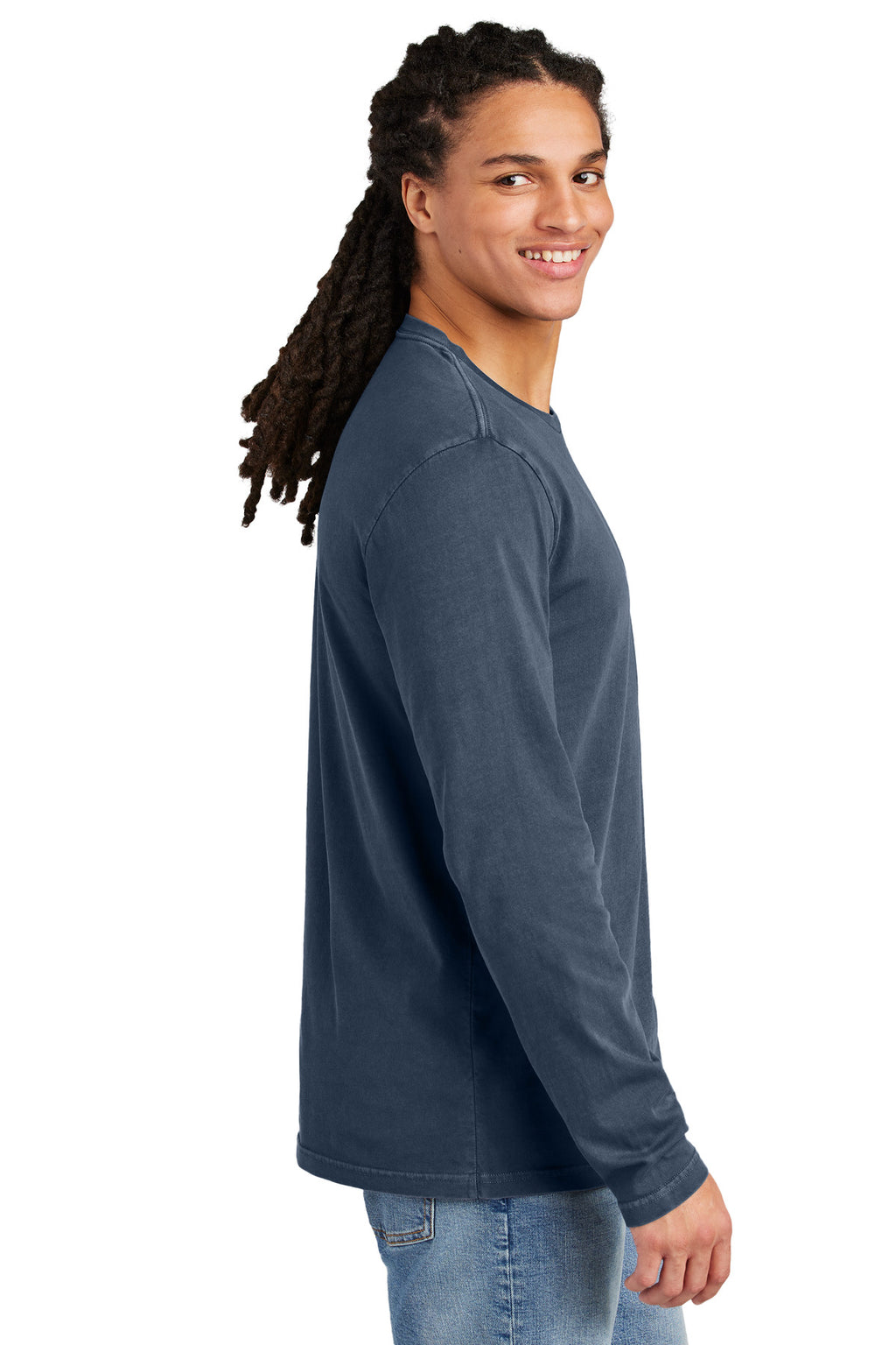 District Wash Long Sleeve Tee DT2103 - True Navy - side
