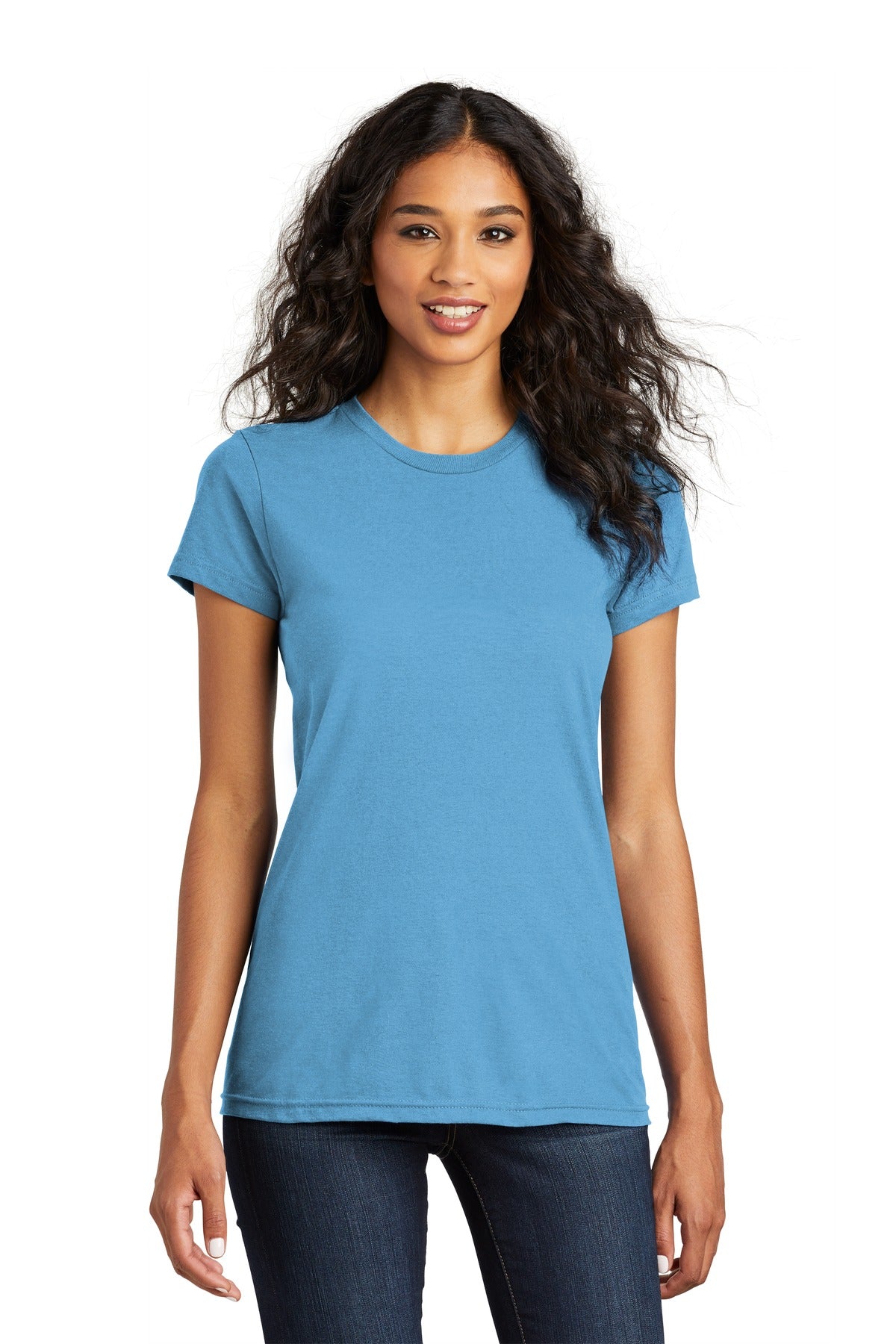 District Women's Fitted The Concert Tee DT5001 - Aquatic Blue - front
