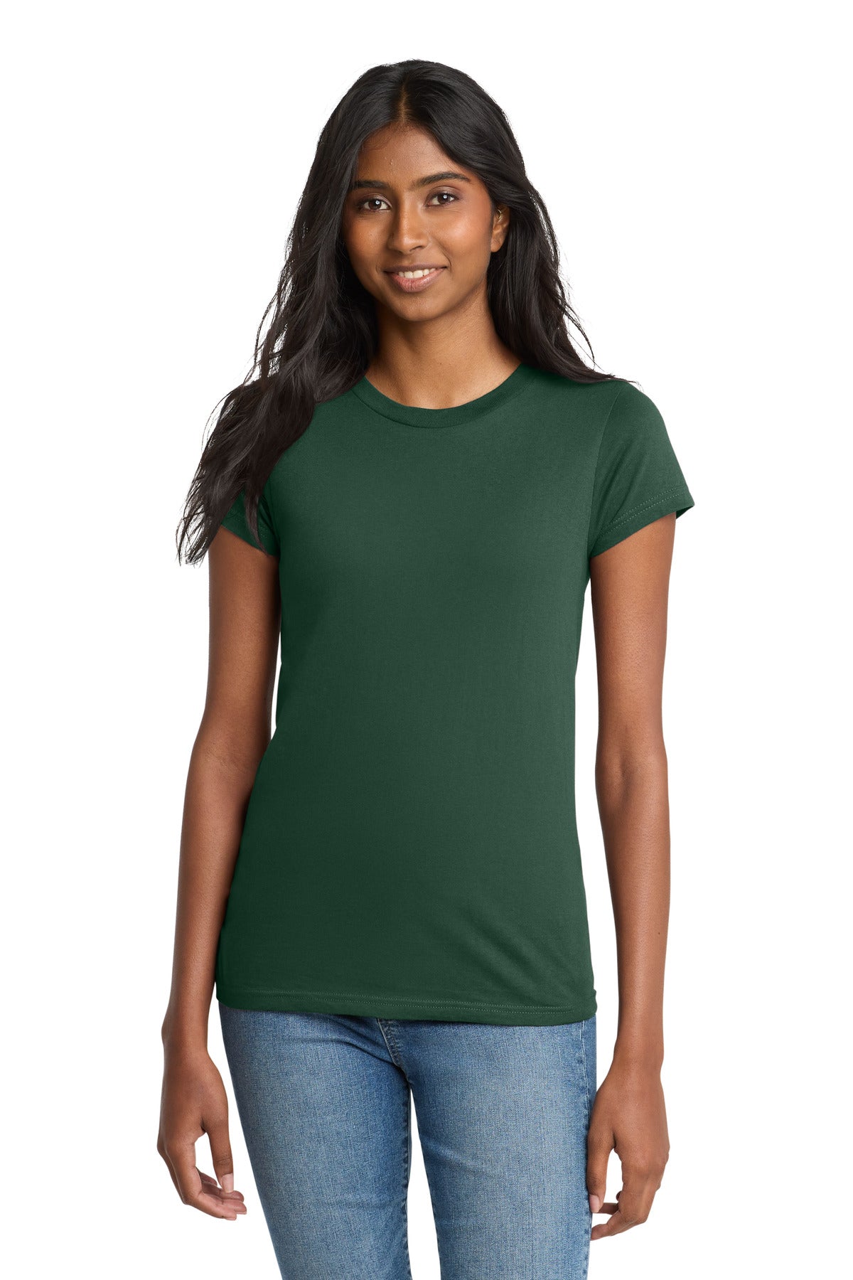 District Women's Fitted The Concert Tee DT5001 - Forest Green - front