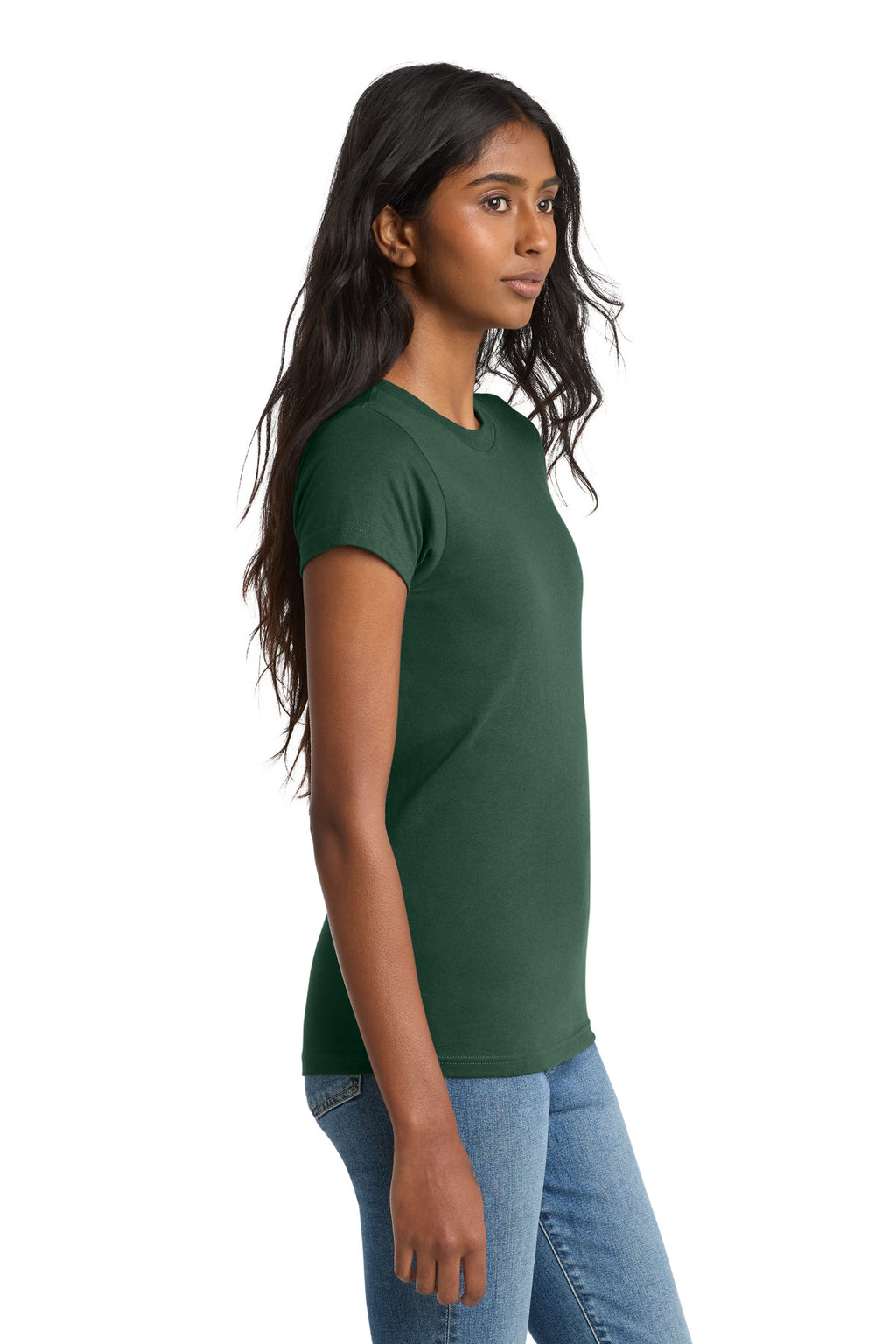 District Women's Fitted The Concert Tee DT5001 - Forest Green - side
