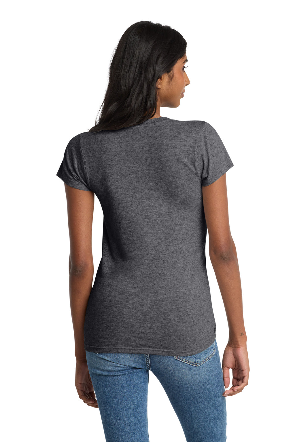 District Women's Fitted The Concert Tee DT5001 - Heathered Charcoal - back