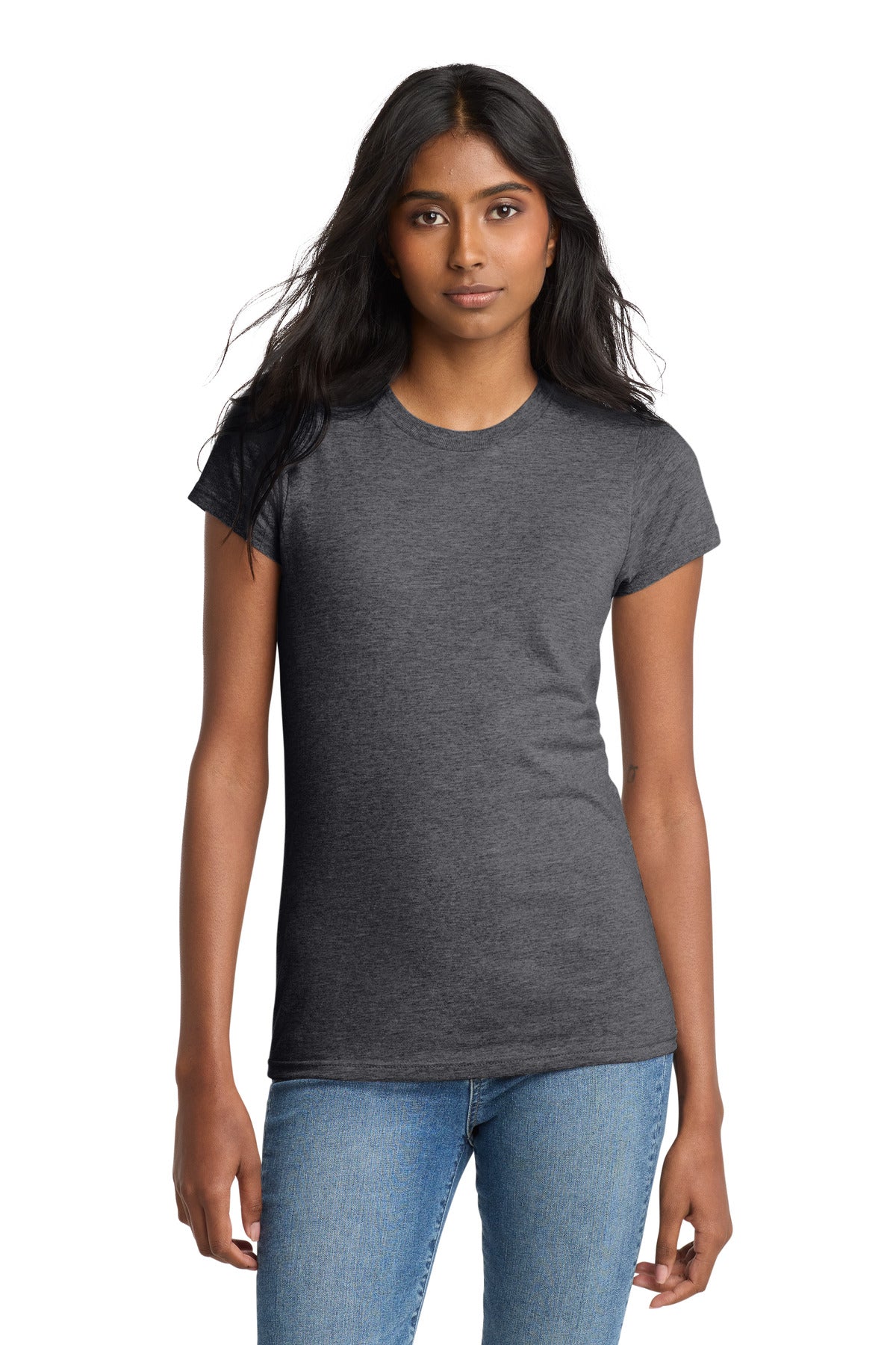 District Women's Fitted The Concert Tee DT5001 - Heathered Charcoal - front