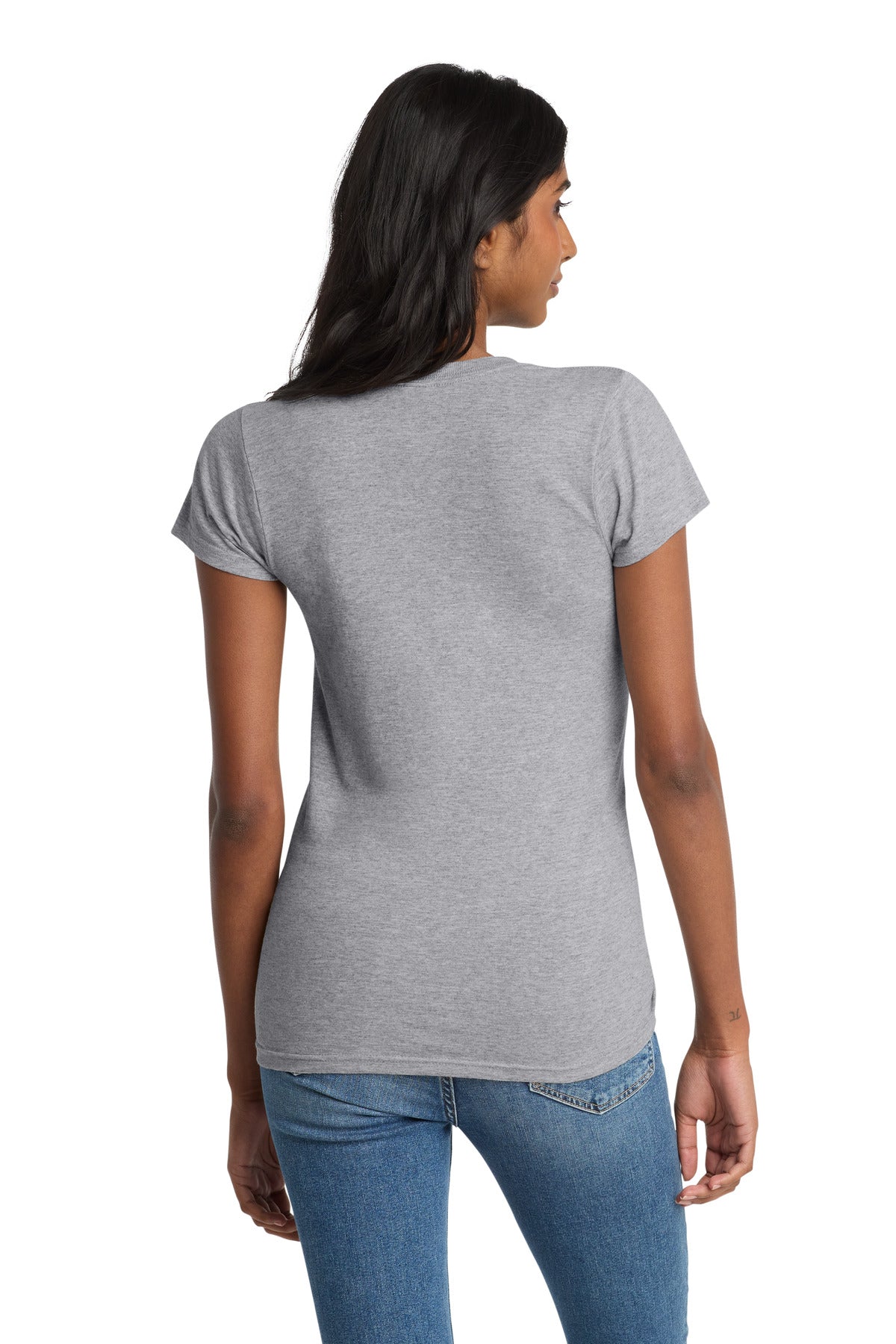 District Women's Fitted The Concert Tee DT5001 - Heather Grey - back