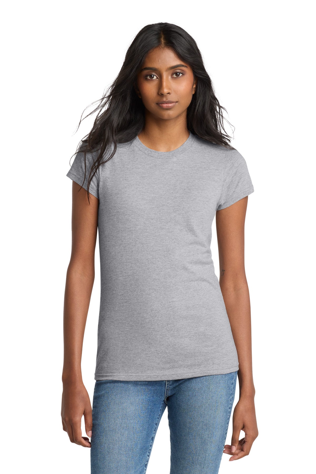 District Women's Fitted The Concert Tee DT5001 - Heather Grey - front