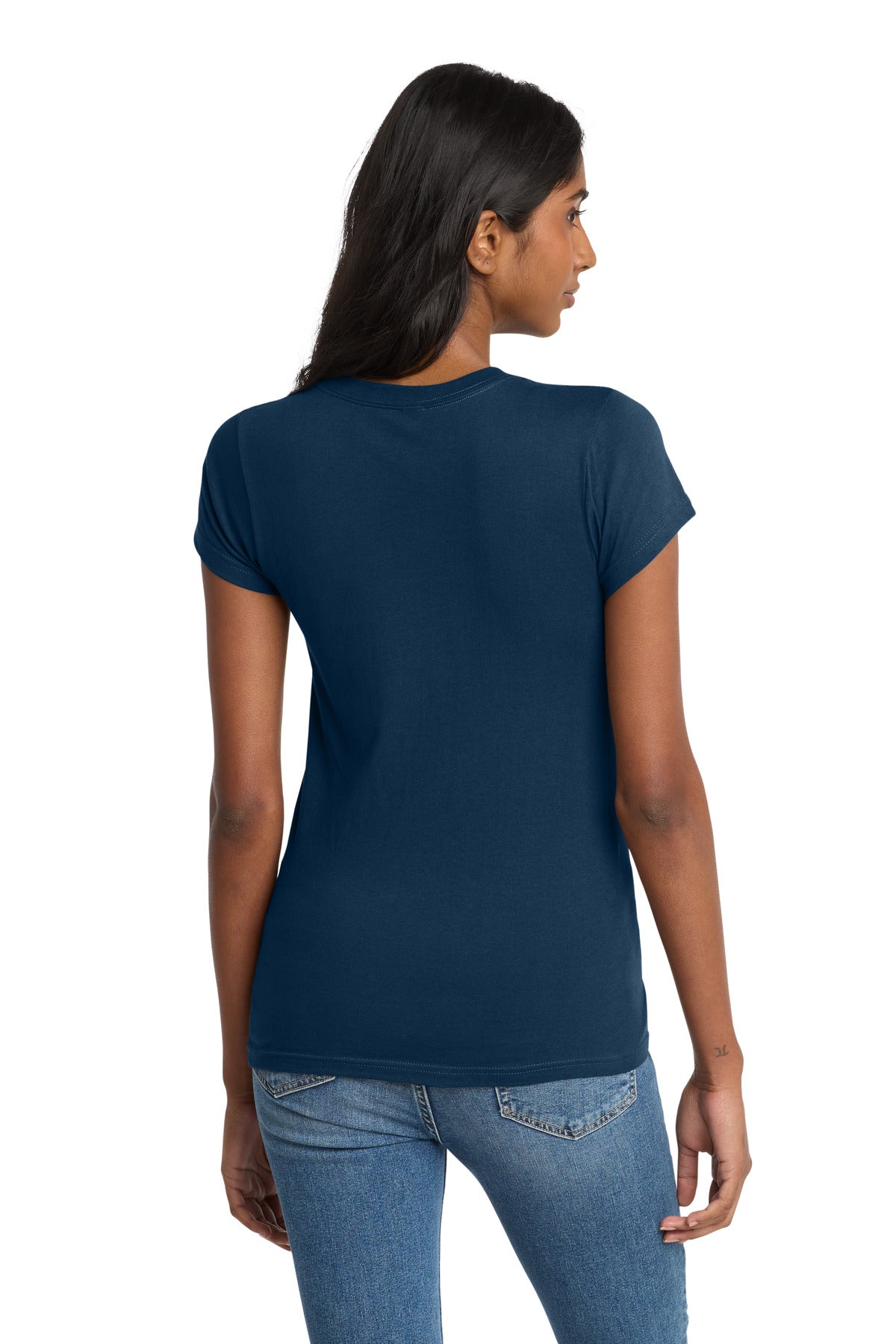 District Women's Fitted The Concert Tee DT5001 - New Navy - back