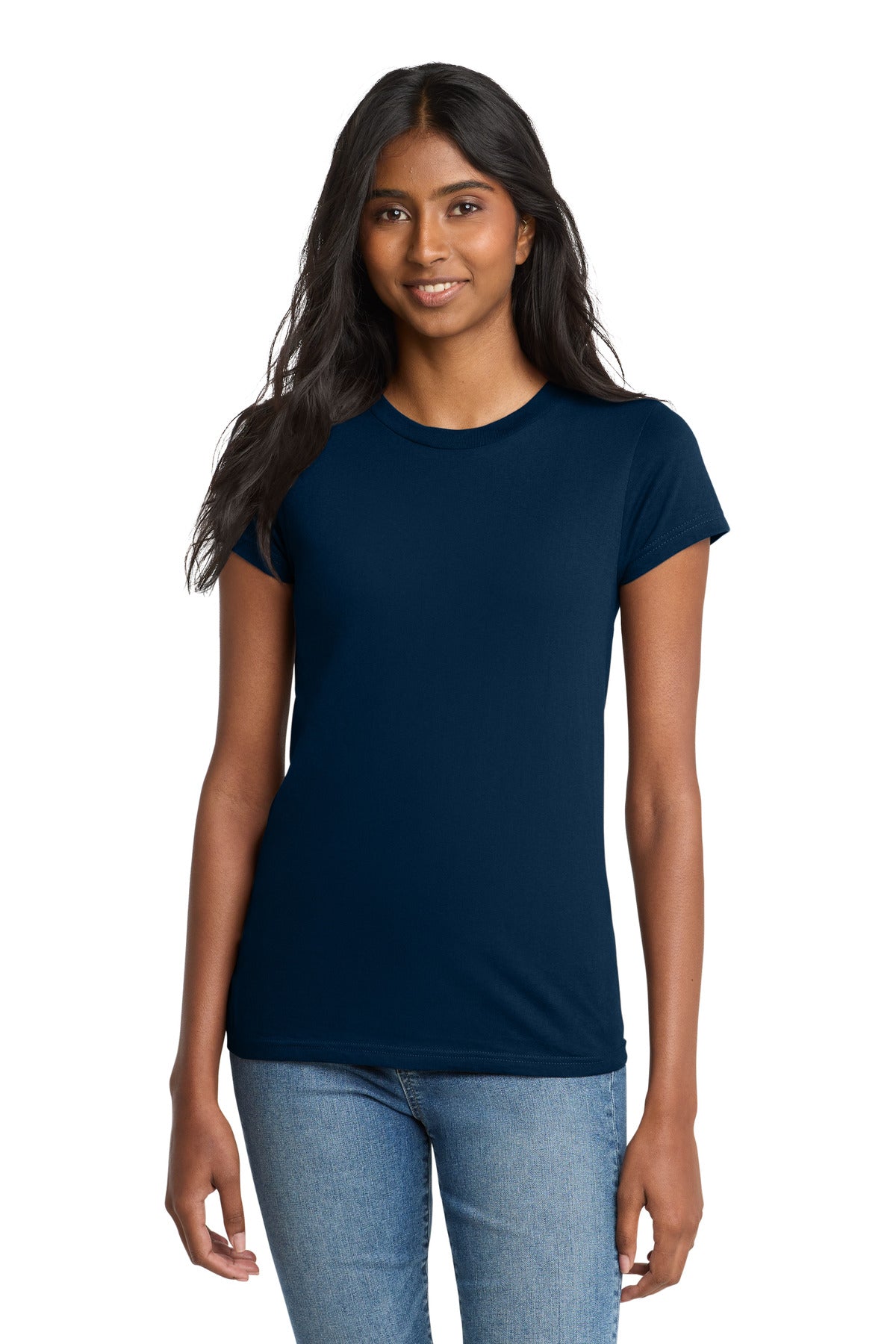 District Women's Fitted The Concert Tee DT5001 - New Navy - front