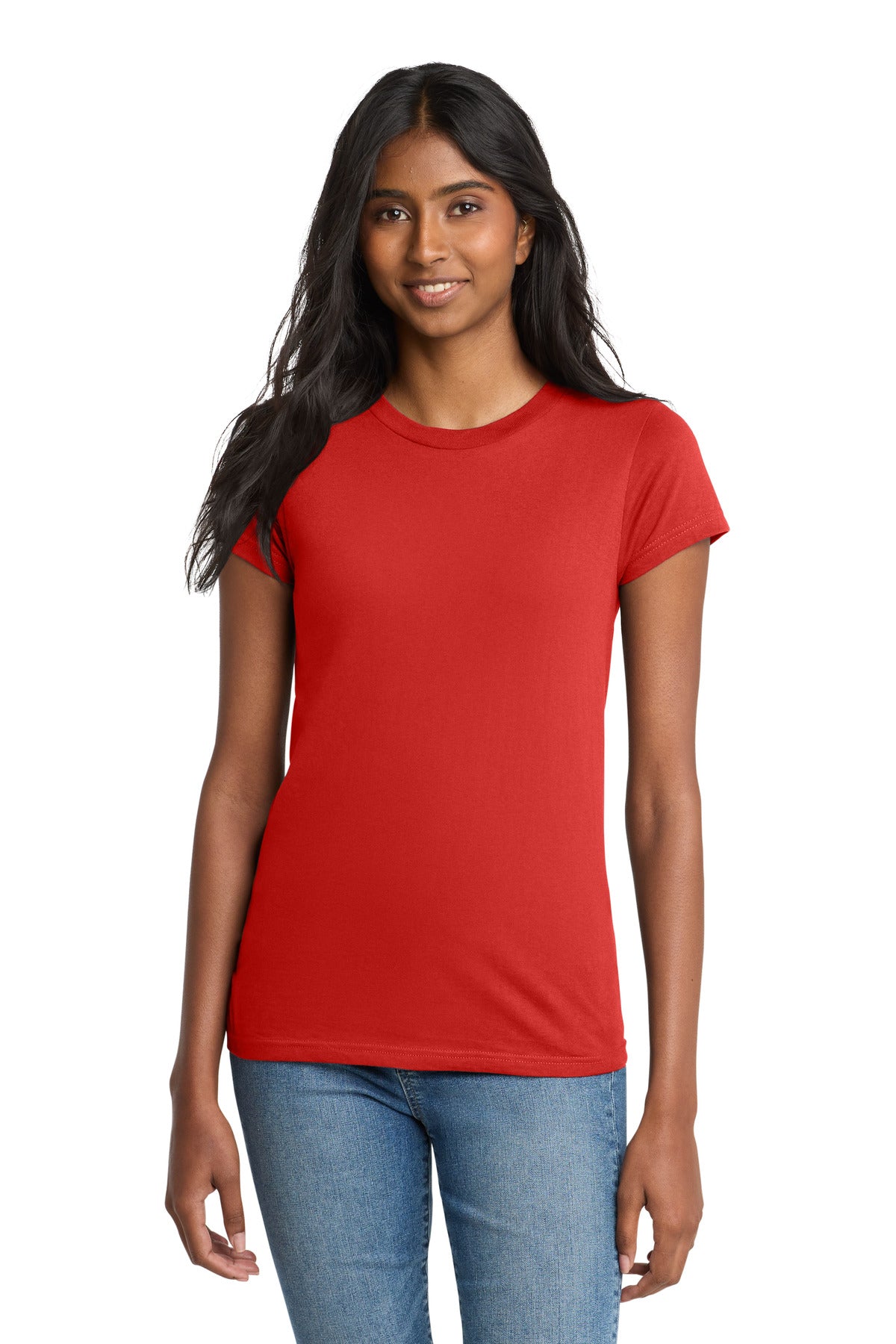 District Women's Fitted The Concert Tee DT5001 - New Red - front