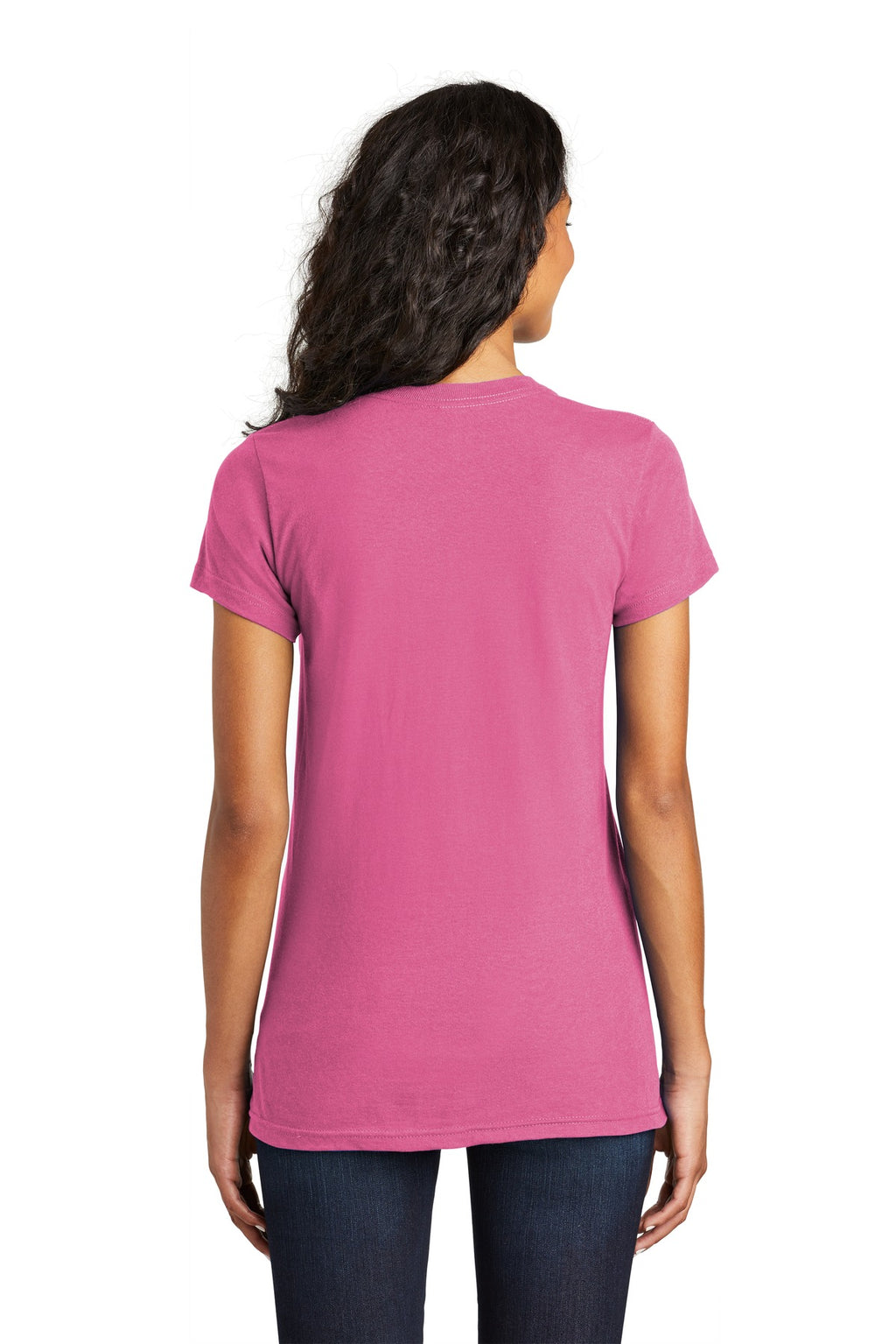 District Women's Fitted The Concert Tee DT5001 - True Pink - back