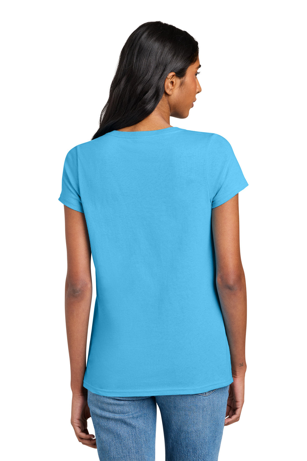 District Women's The Concert Tee V-Neck DT5002 - Aquatic Blue - back