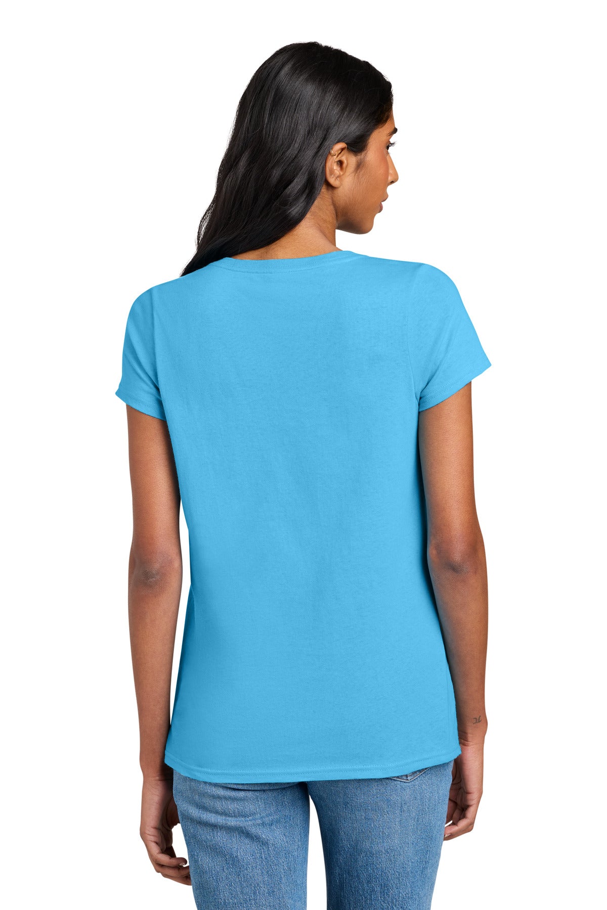 District Women's The Concert Tee V-Neck DT5002 - Aquatic Blue - back