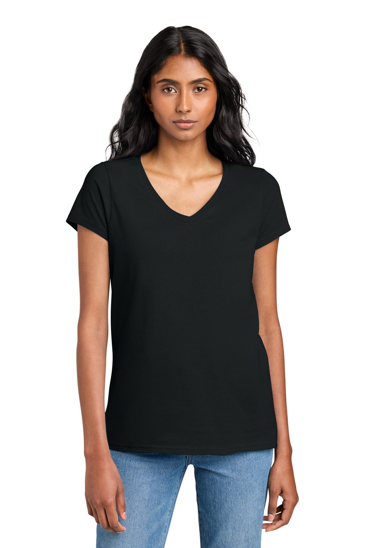 District Women's The Concert Tee V-Neck DT5002 - Black - front