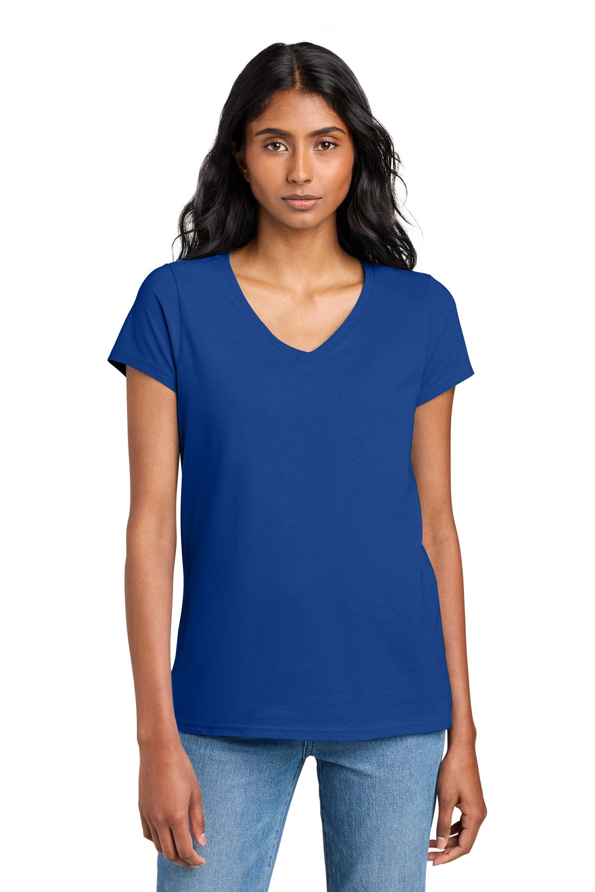 District Women's The Concert Tee V-Neck DT5002 - Deep Royal - front