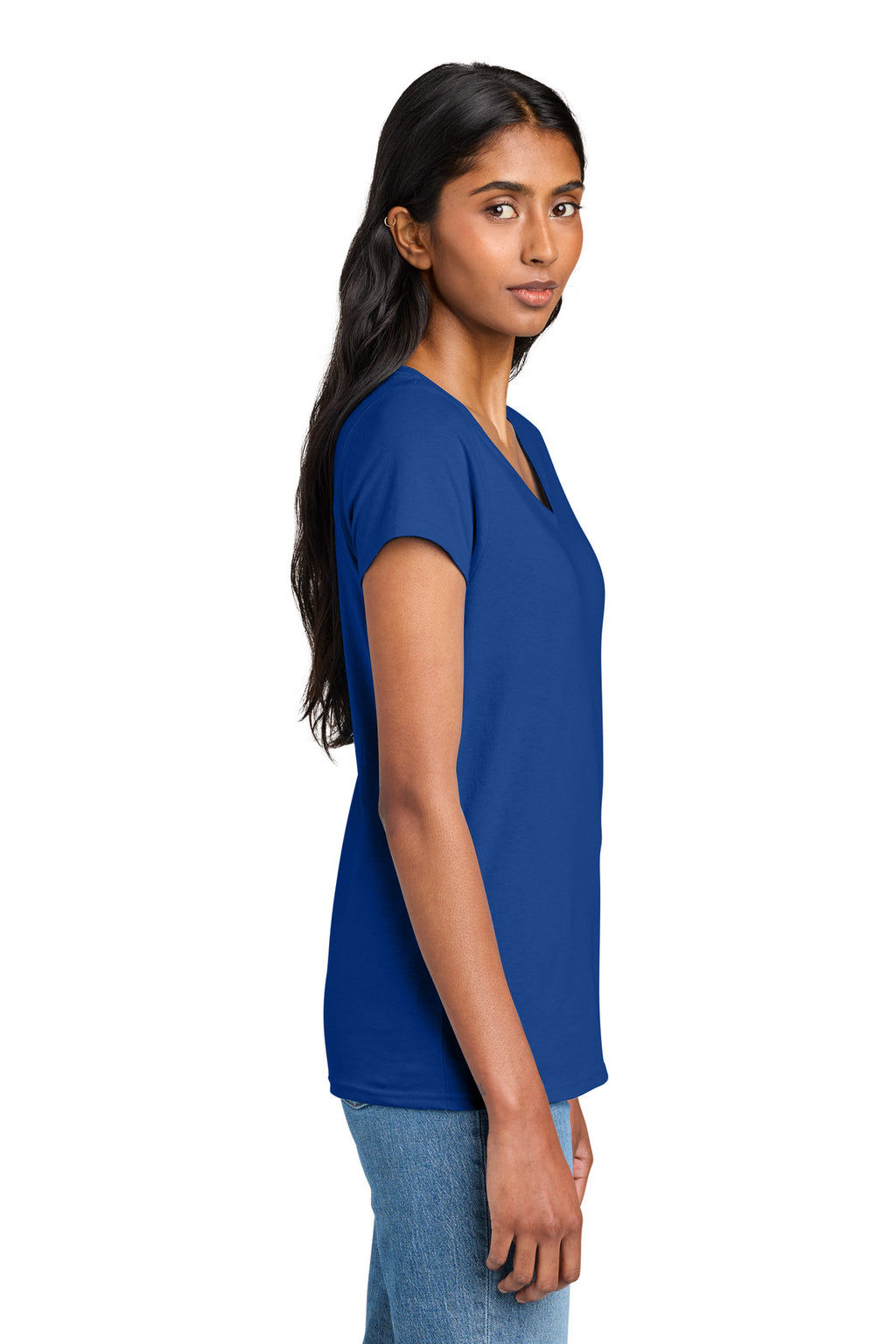 District Women's The Concert Tee V-Neck DT5002 - Deep Royal - side