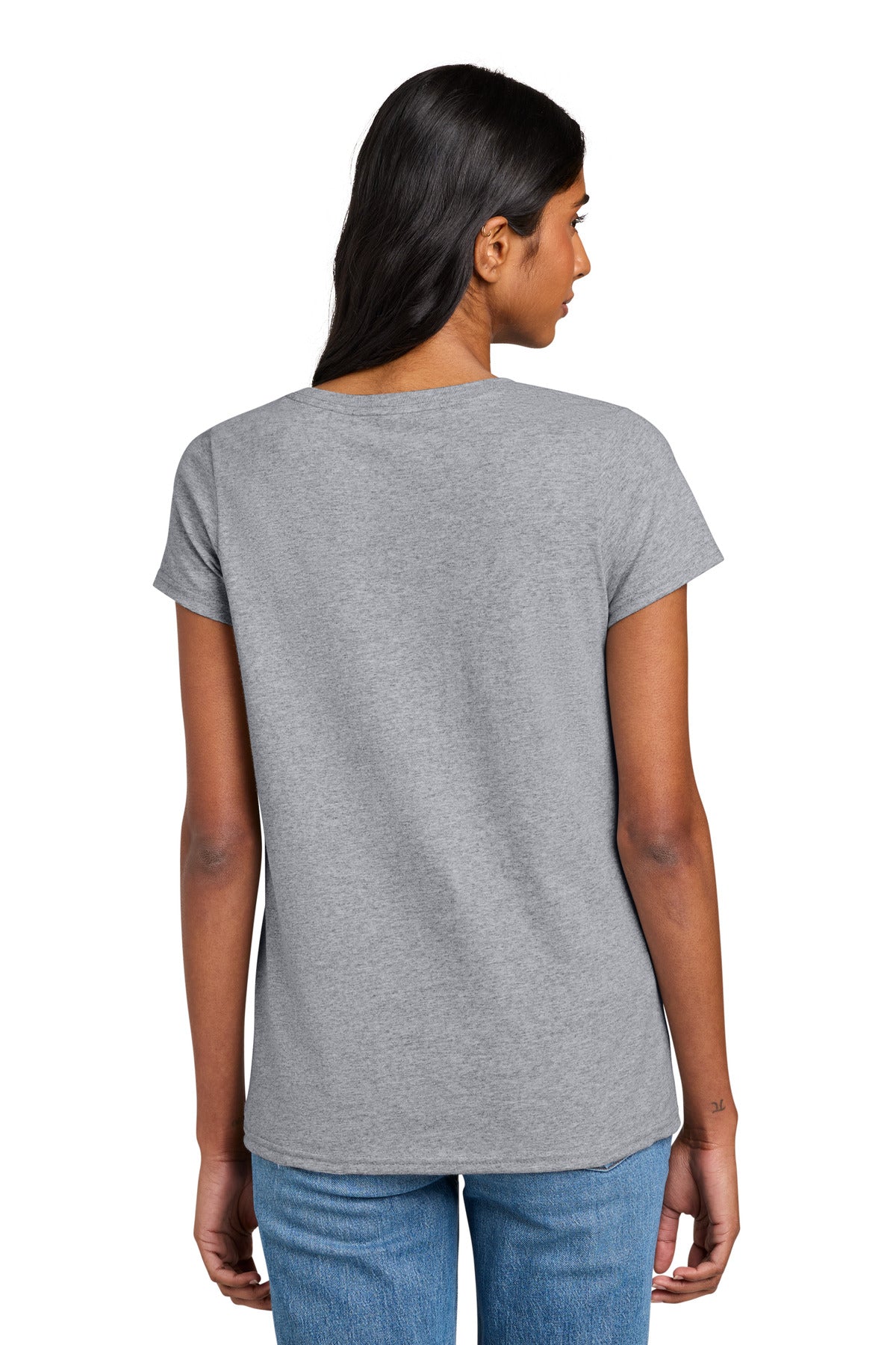 District Women's The Concert Tee V-Neck DT5002 - Heather Grey - back