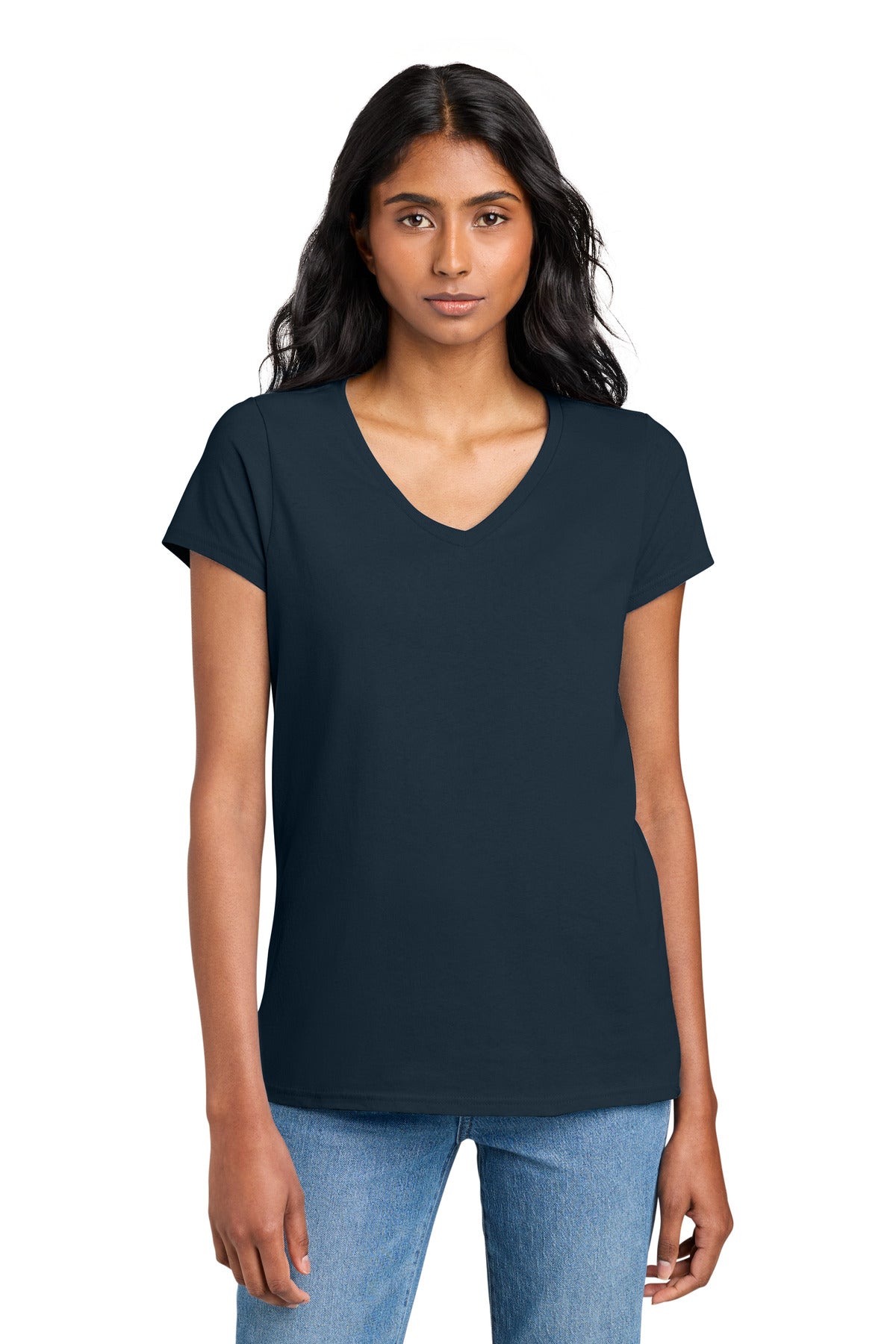 District Women's The Concert Tee V-Neck DT5002 - New Navy - front