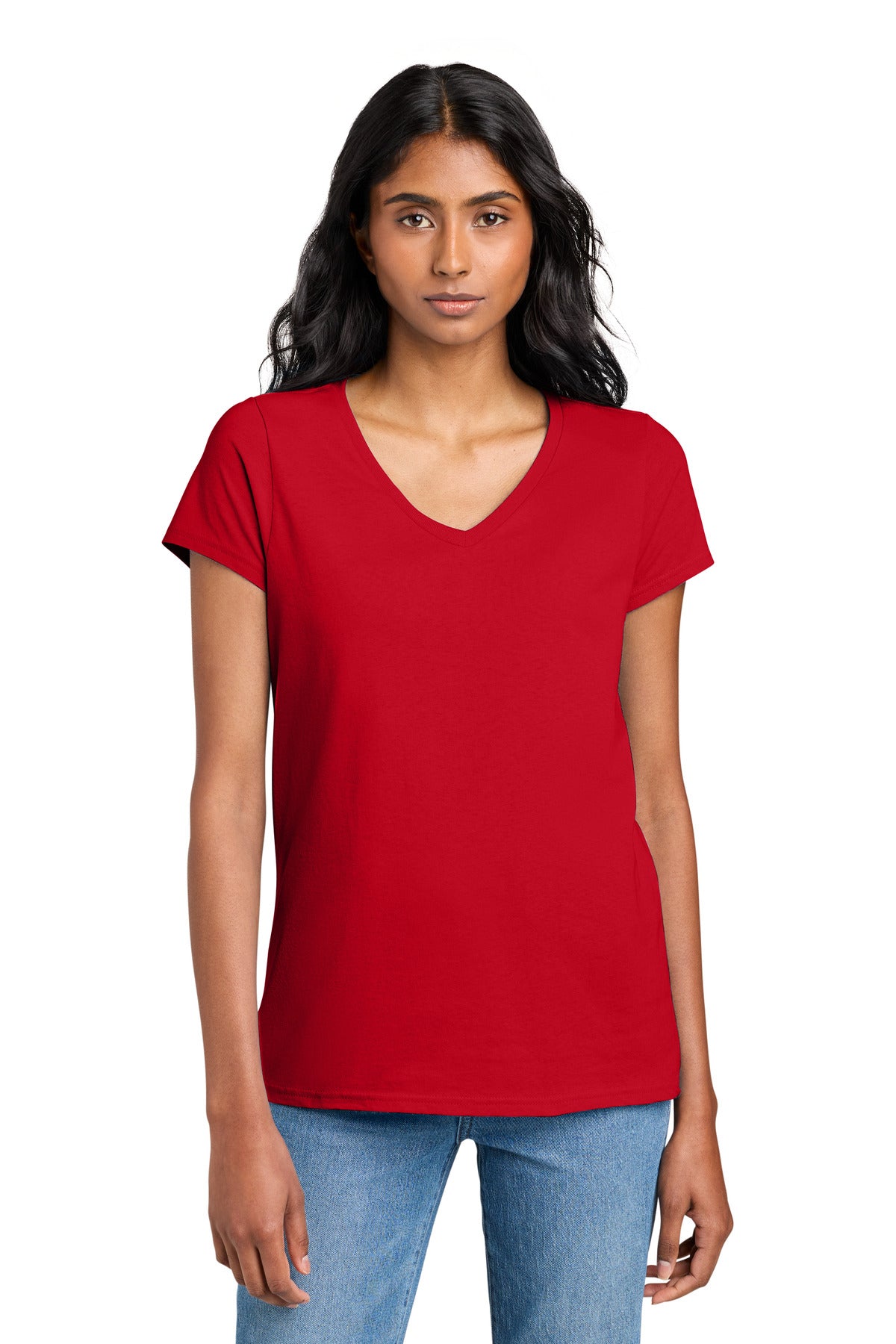 District Women's The Concert Tee V-Neck DT5002 - New Red - front