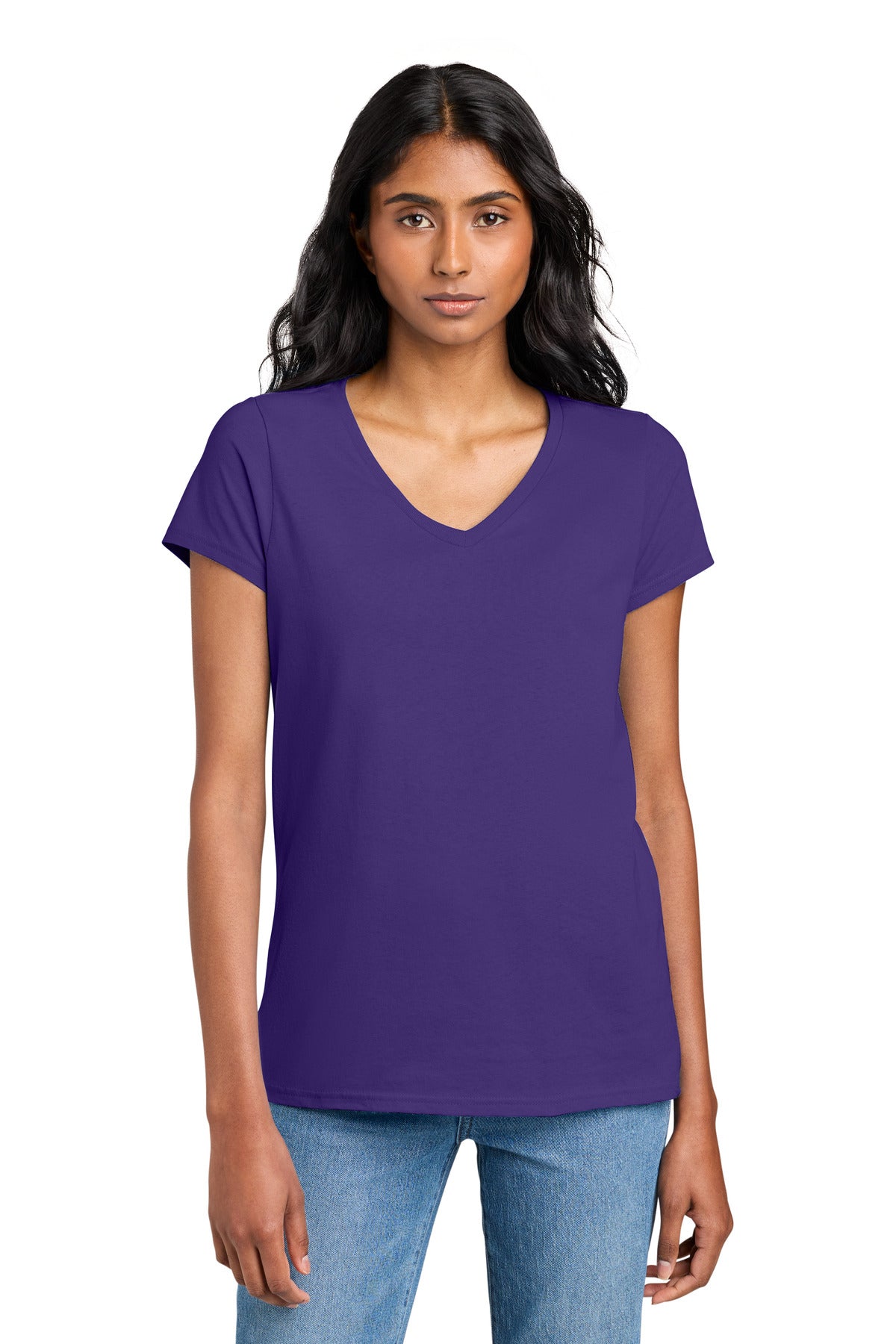 District Women's The Concert Tee V-Neck DT5002 - Purple - front