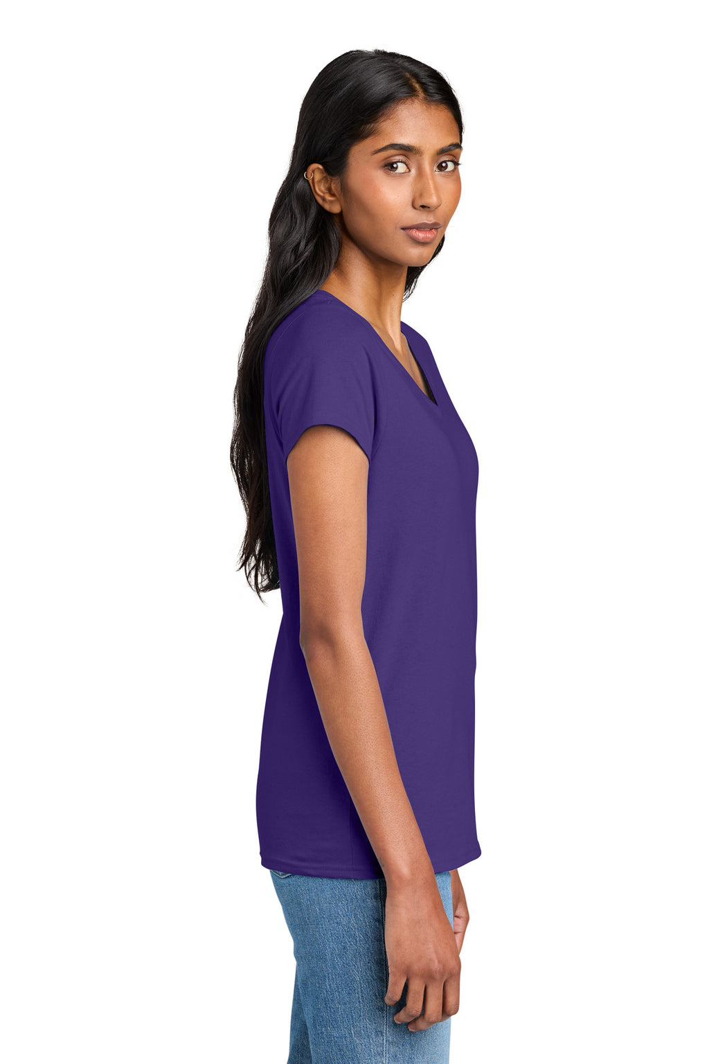 District Women's The Concert Tee V-Neck DT5002 - Purple - side