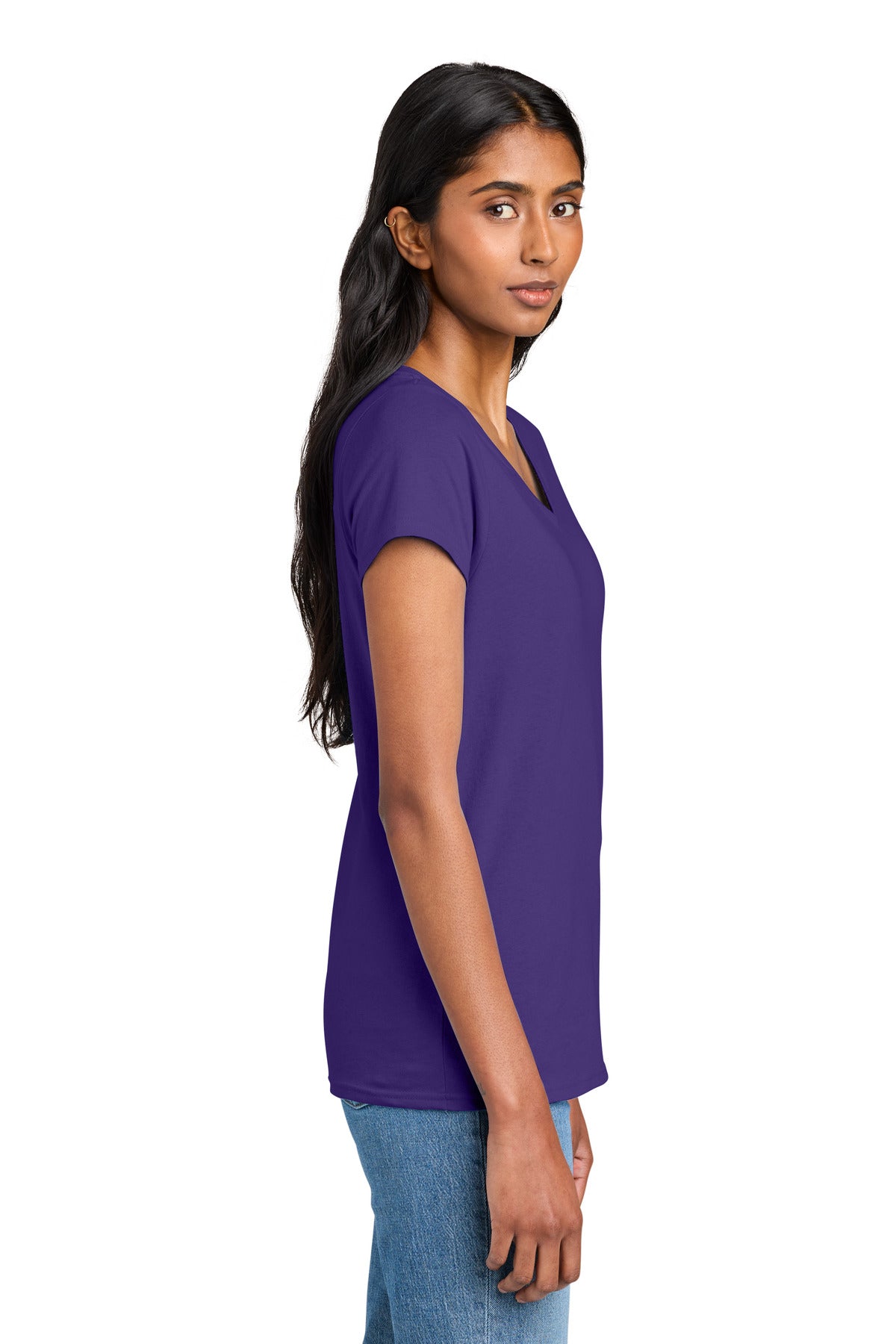 District Women's The Concert Tee V-Neck DT5002 - Purple - side