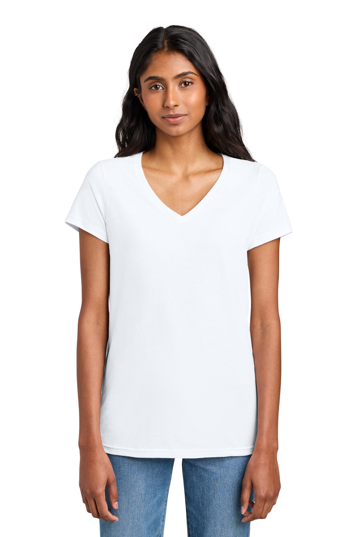 District Women's The Concert Tee V-Neck DT5002 - White - front