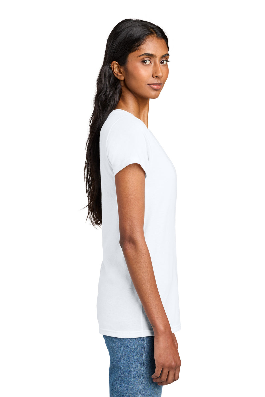District Women's The Concert Tee V-Neck DT5002 - White - side