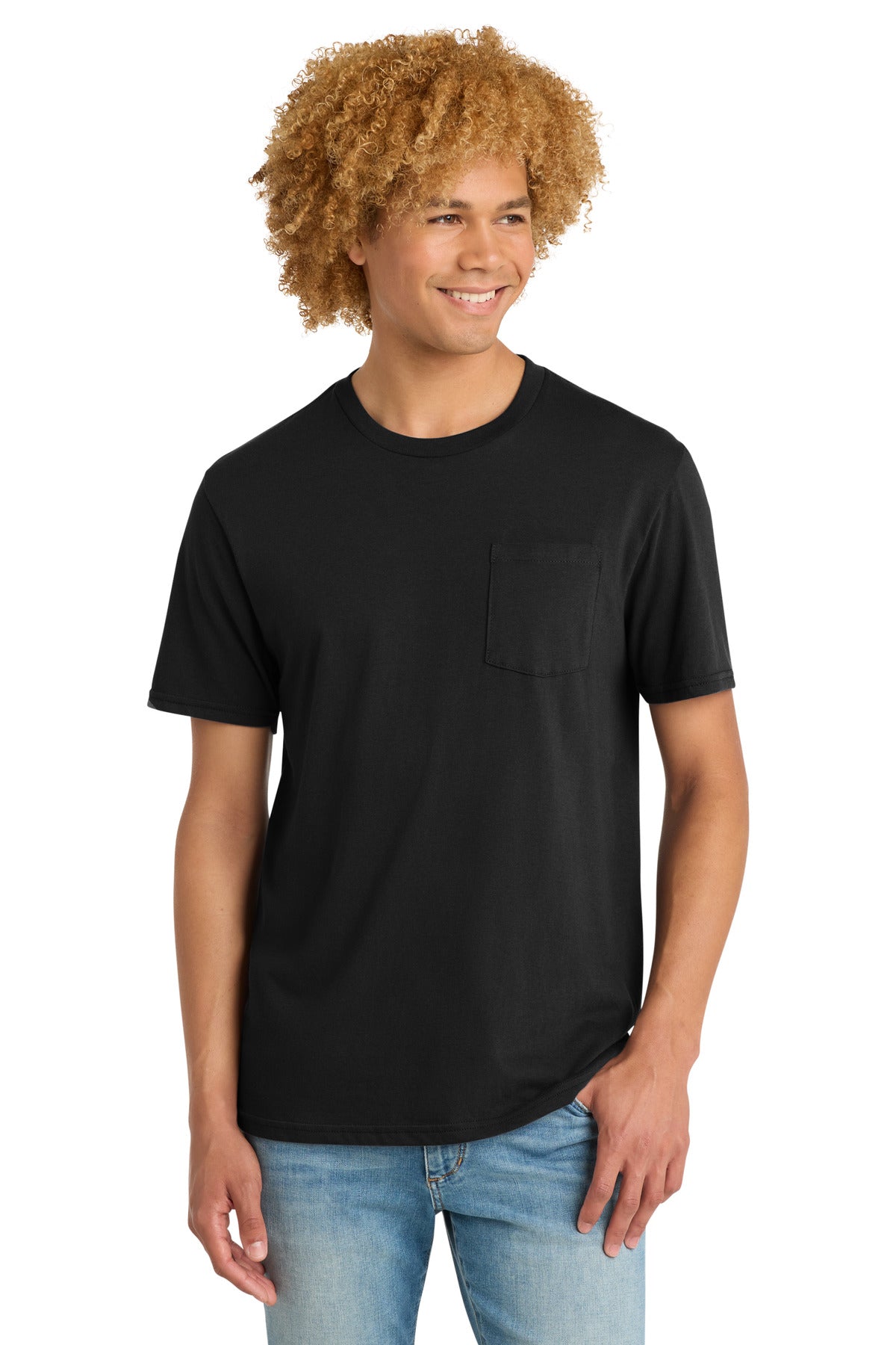 District Very Important Tee with Pocket. DT6000P - Black - front