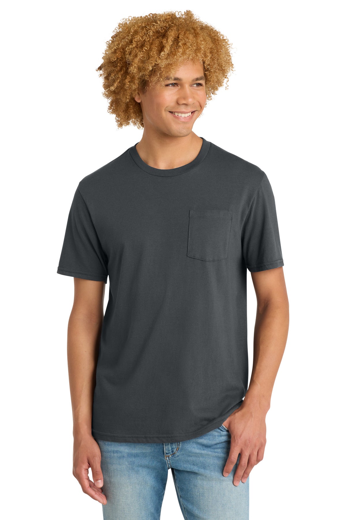 District Very Important Tee with Pocket. DT6000P - Charcoal - front