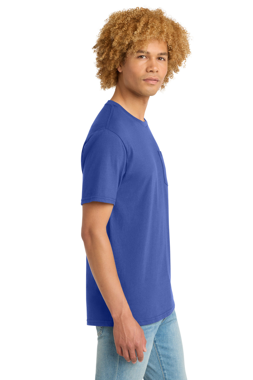 District Very Important Tee with Pocket. DT6000P - Deep Royal - side