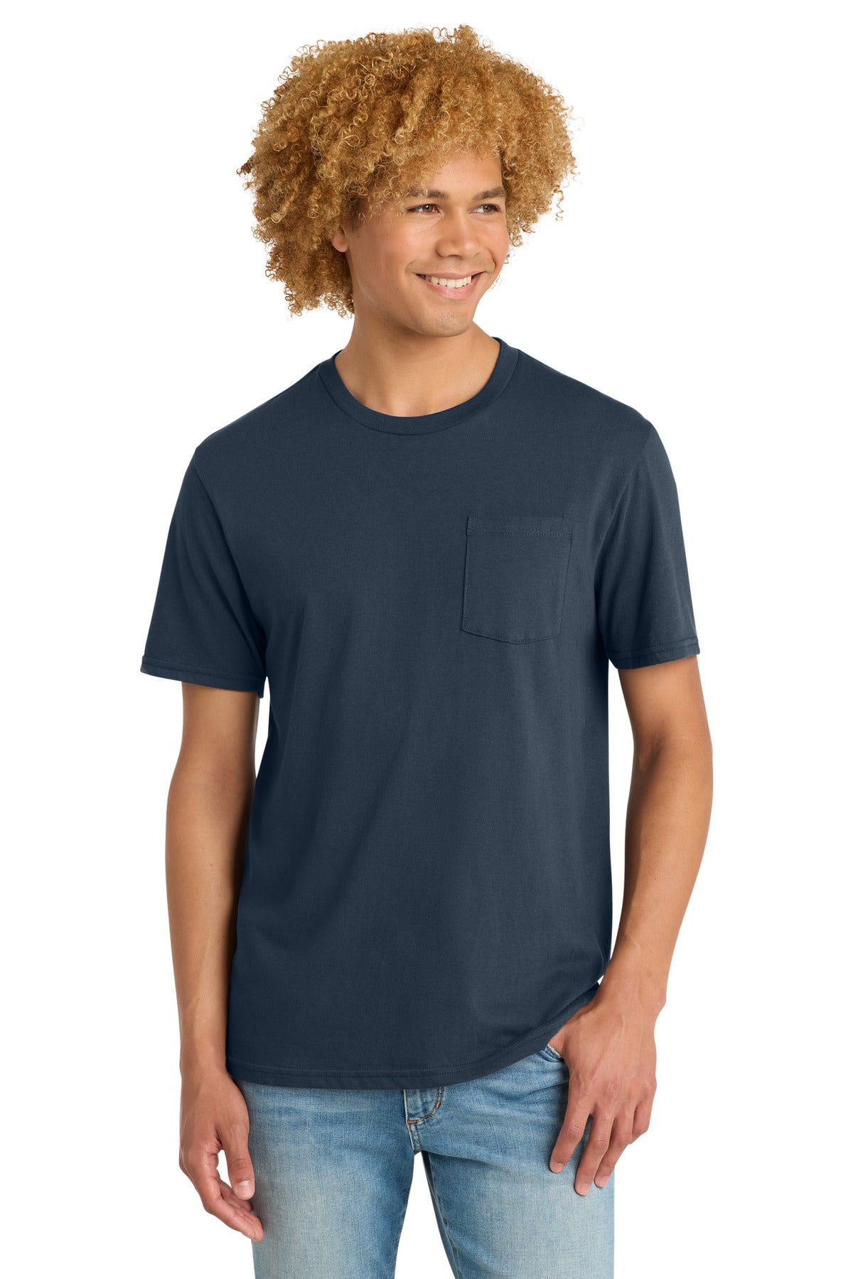 District Very Important Tee with Pocket. DT6000P - New Navy - front
