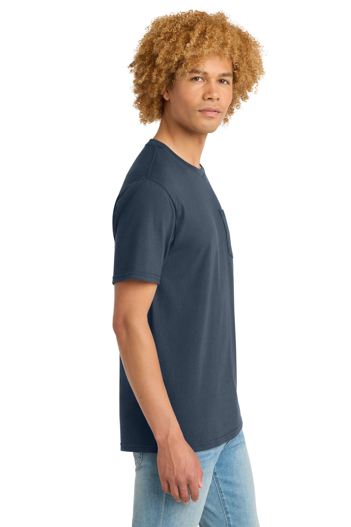 District Very Important Tee with Pocket. DT6000P - New Navy - side
