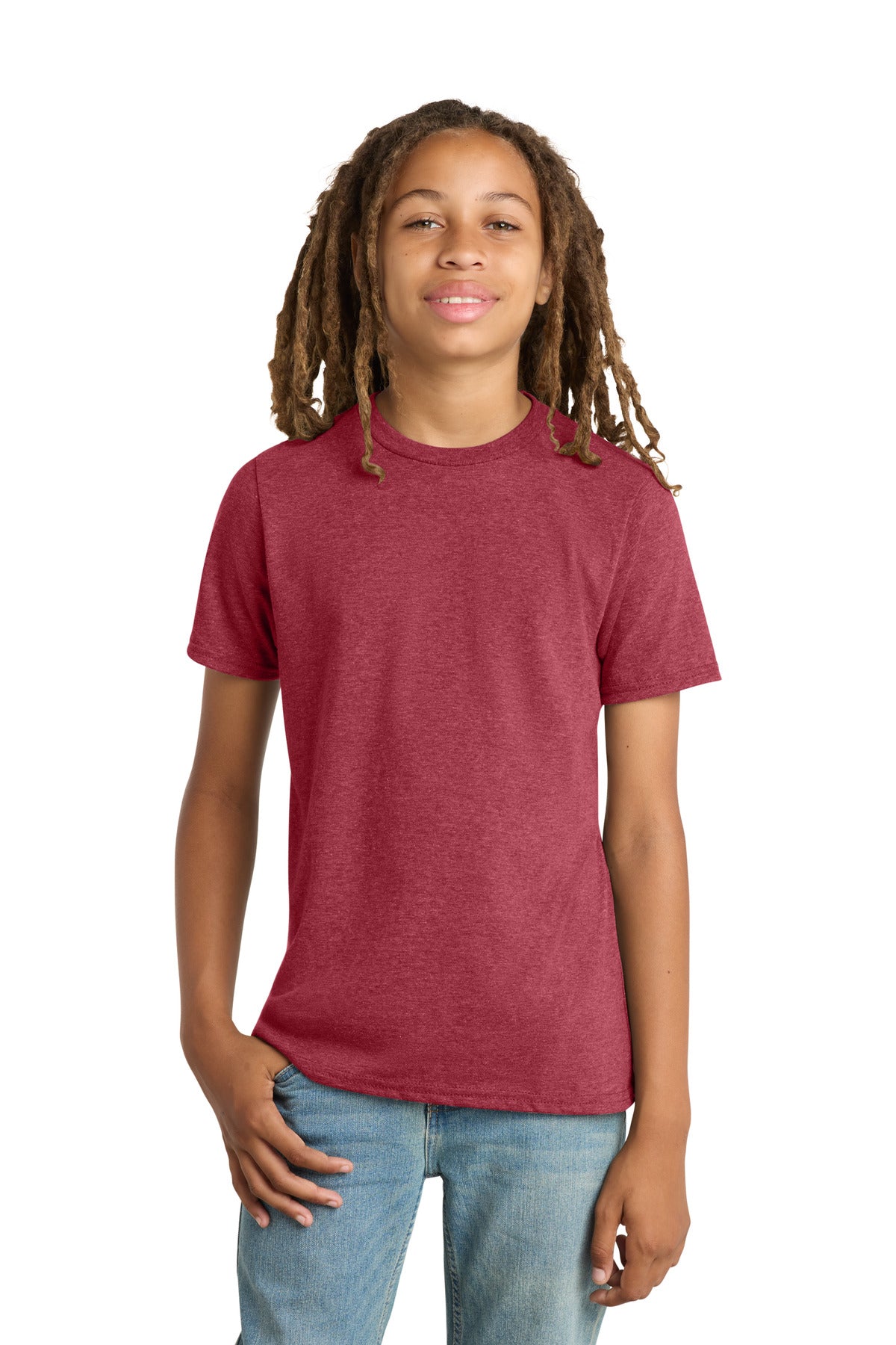 District Youth Very Important Tee . DT6000Y - Heathered Cardinal - front
