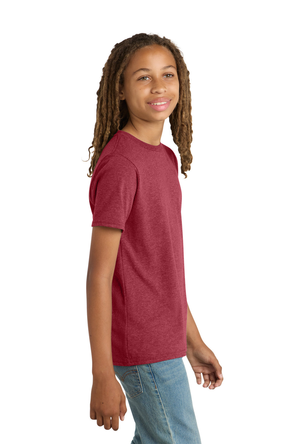 District Youth Very Important Tee . DT6000Y - Heathered Cardinal - side