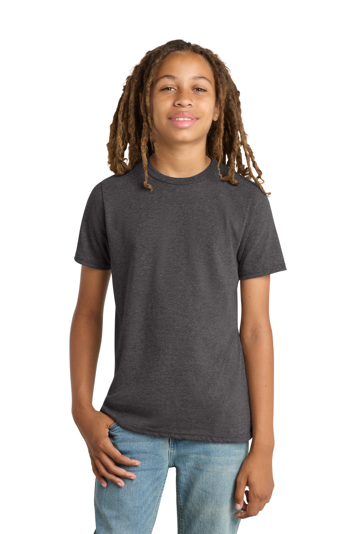 District Youth Very Important Tee . DT6000Y - Heathered Charcoal - front