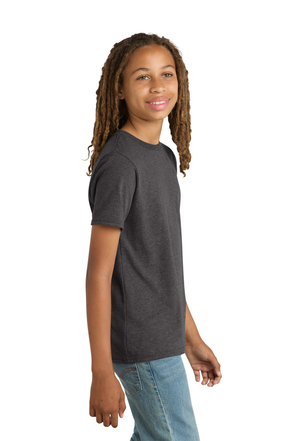District Youth Very Important Tee . DT6000Y - Heathered Charcoal - side