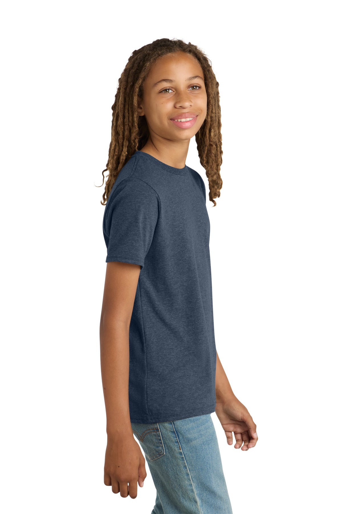 District Youth Very Important Tee . DT6000Y - Heathered Navy - side