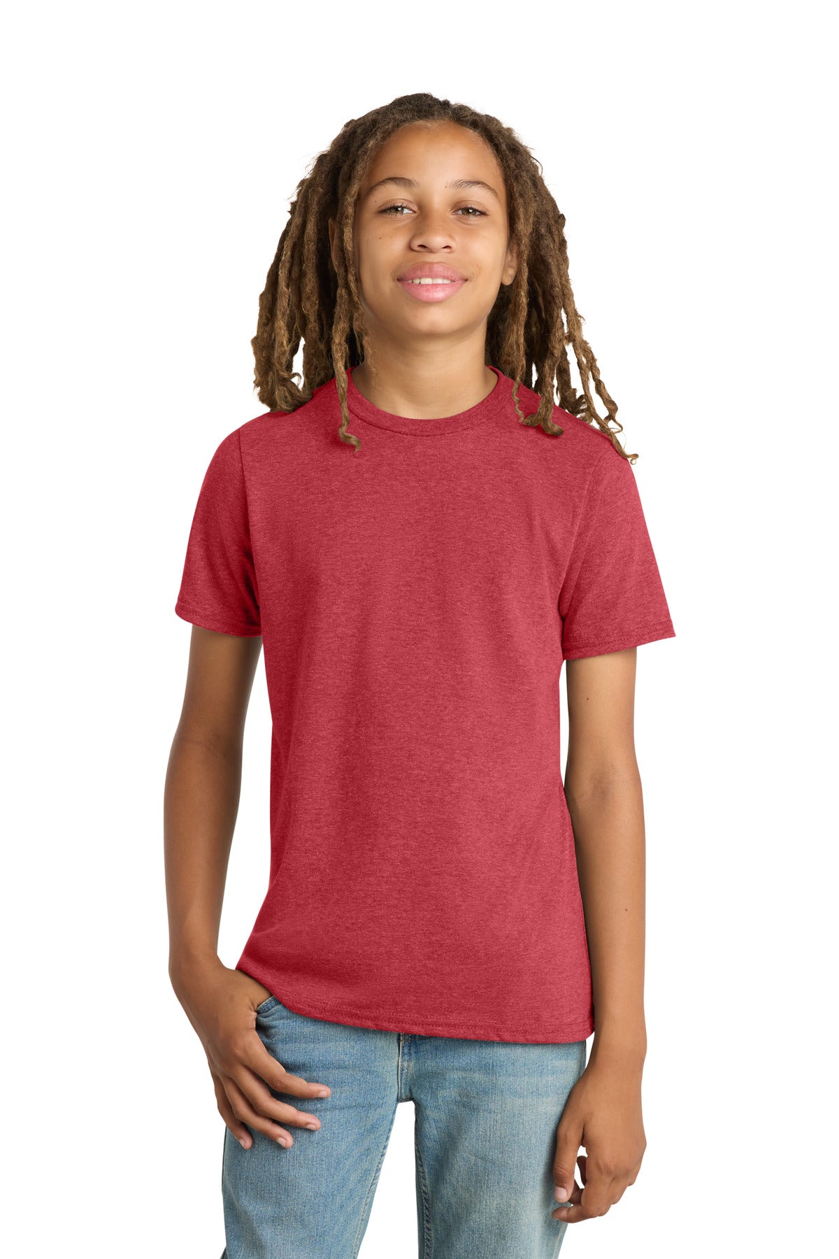 District Youth Very Important Tee . DT6000Y - Heathered Red - front