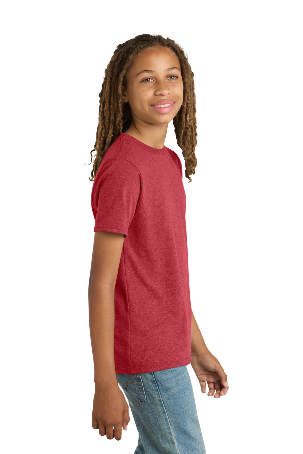 District Youth Very Important Tee . DT6000Y - Heathered Red - side